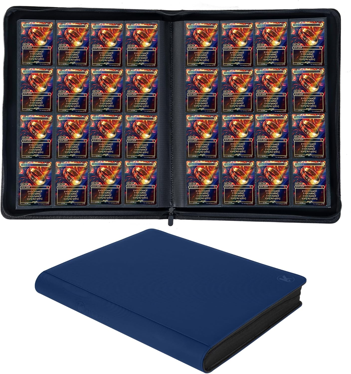 1408+ Pockets Trading Card Binder, 16-Pocket Card Ablum Compatible with MTG,Sports Cards & Other Standard Size Trading Card (Navy Blue)