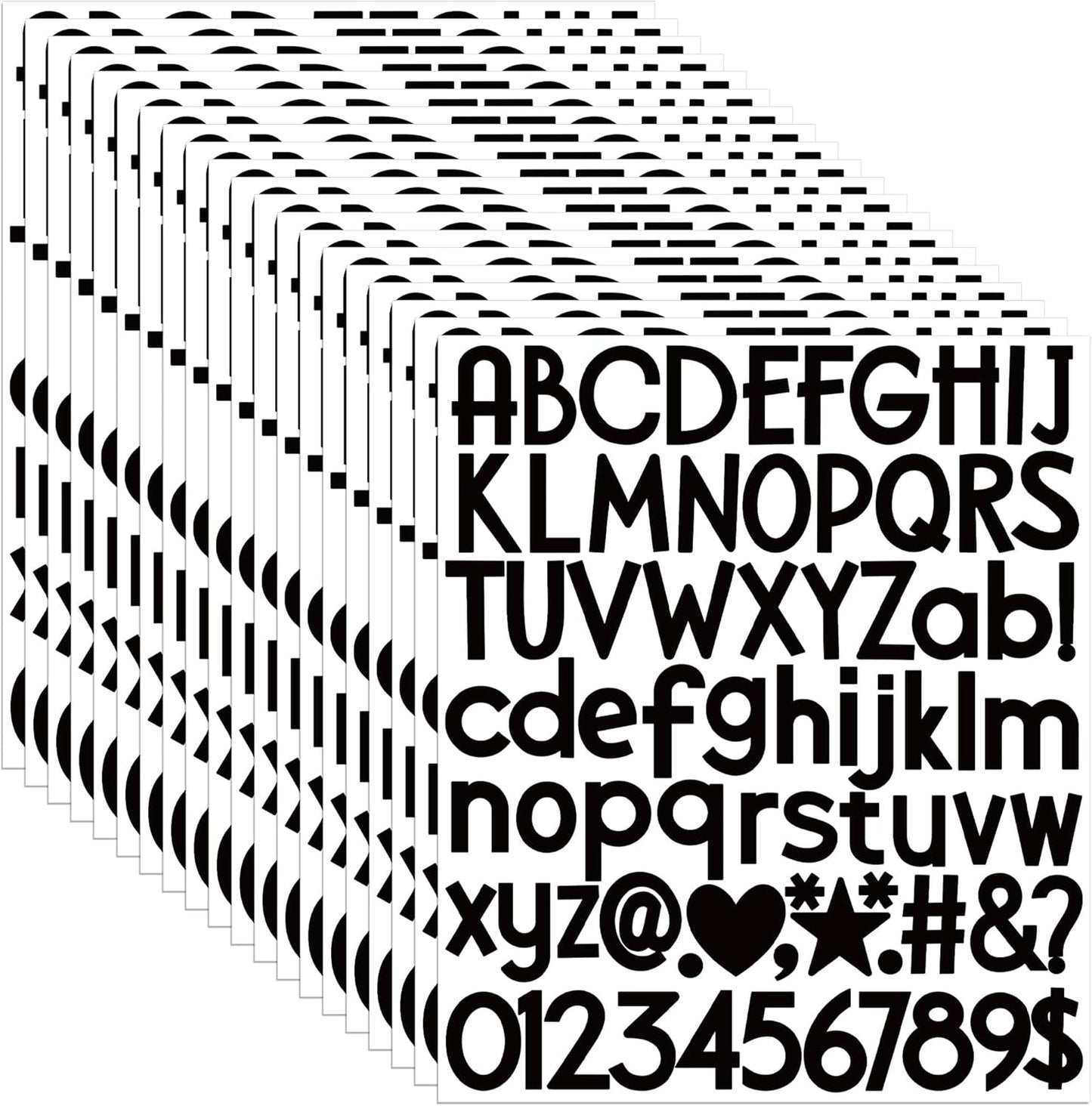 1500Pcs Letter Stickers 20Sheets Alphabet Stickers Vinyl Mailbox Numbers Self Adhesive Waterproof Small Sticker Letters for Water Bottles Sign Scrapbook Classroom Business Address Decor(Black,1 Inch)
