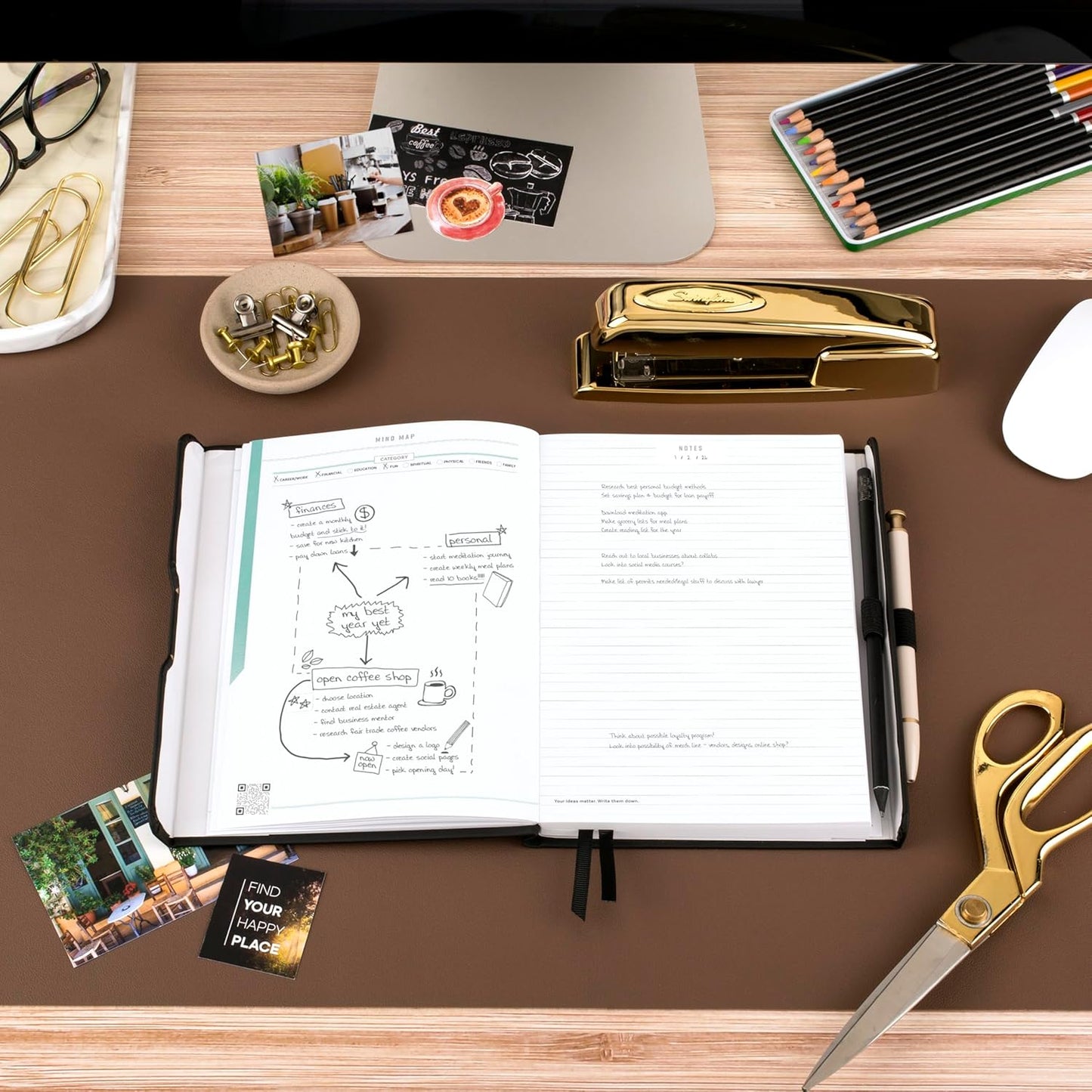 AT-A-GLANCE Foundation Goal Setting Planner, Undated Weekly & Monthly Journal, Track Progress, Create Habits, 5-3/4" x 8-1/4", Black (FD2-200-05)