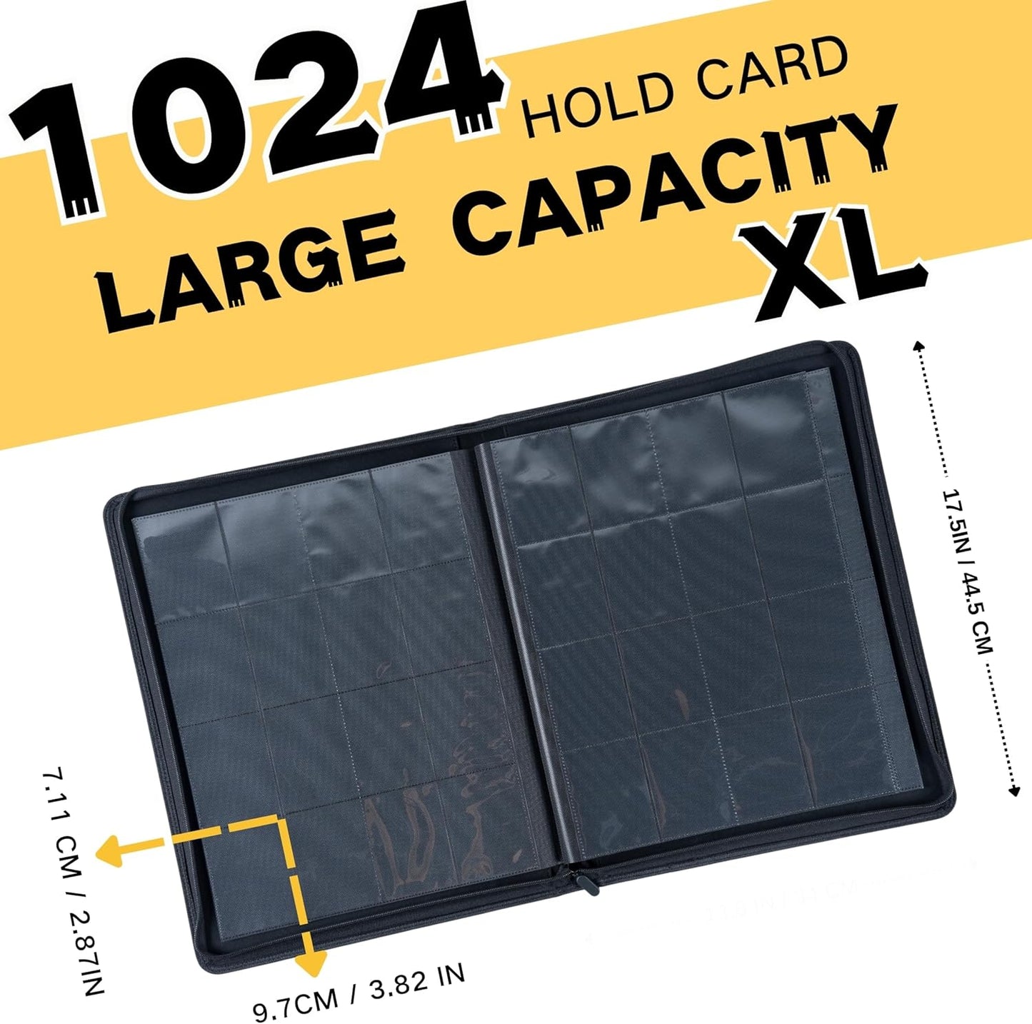 1000+ Pockets Trading Card Binder, 16-Pocket Card Ablum Compatible with MTG,Sports Cards & Other Standard Size Trading Cards (Black)