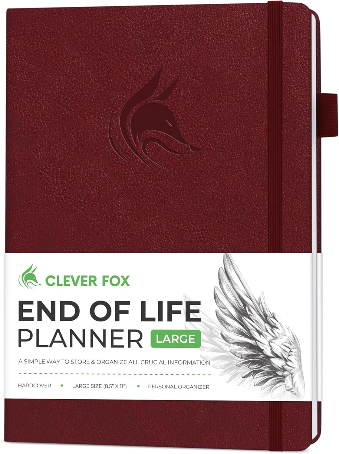 Clever Fox Large End of Life Planner – Guided Final Arrangements Organizer Notebook for Instructions, Beneficiary Info, Will Preparation, Last Wishes & Funeral Planning – 8.5" x 11" (Burgundy)