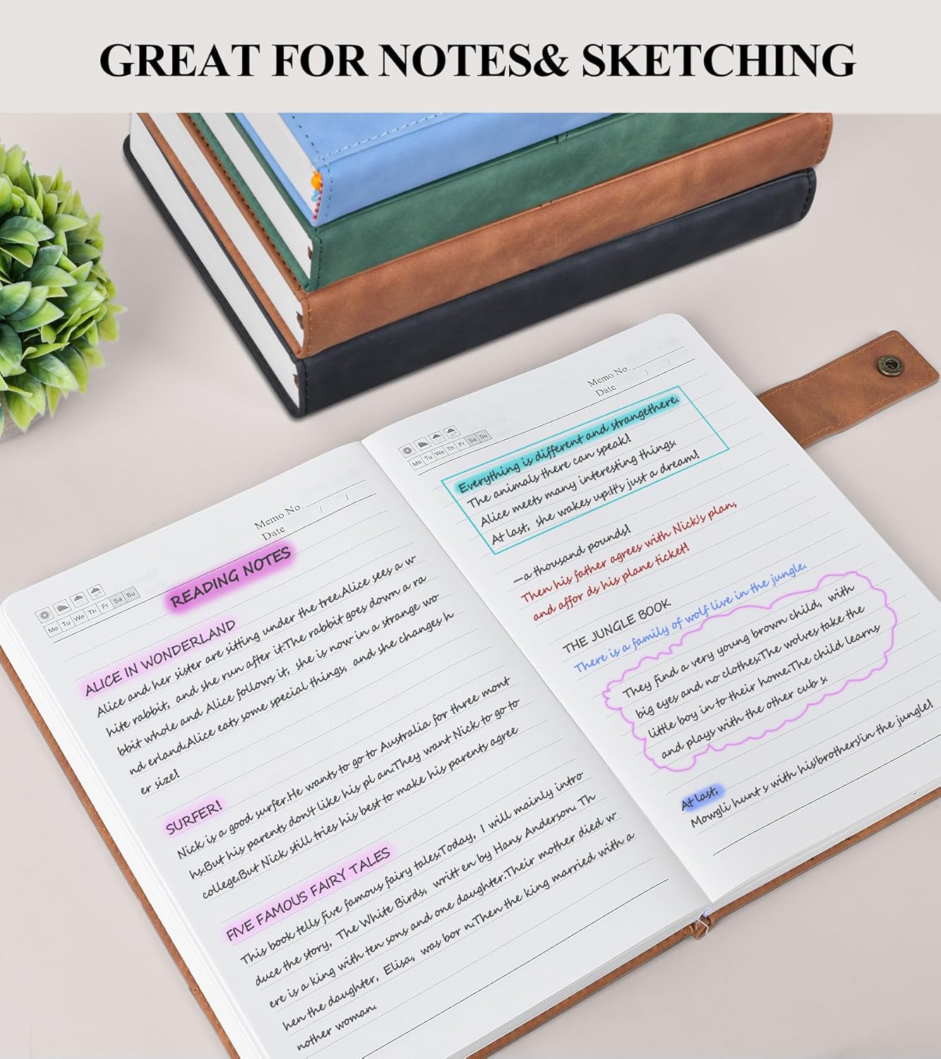 365 Page Thick Lined Journal Notebook for Men Women, B5 Large Leather Journals for Writing, Hardcover Notebooks for Work, School, Note Taking, Business, Travel Diary, College Ruled 7.6" x 10"