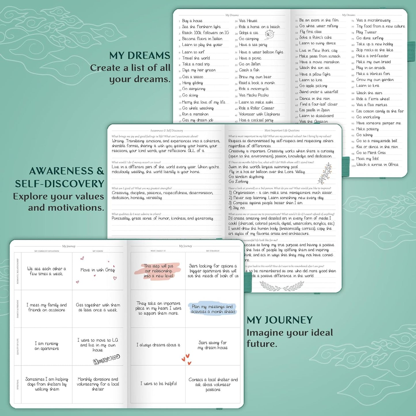 Legend Planner PRO – Deluxe Weekly & Monthly Life Planner to Increase Productivity and Hit Your Goals. Time Management Organizer Notebook – Undated – 7 x 10" Hardcover + Stickers – Viridian Green