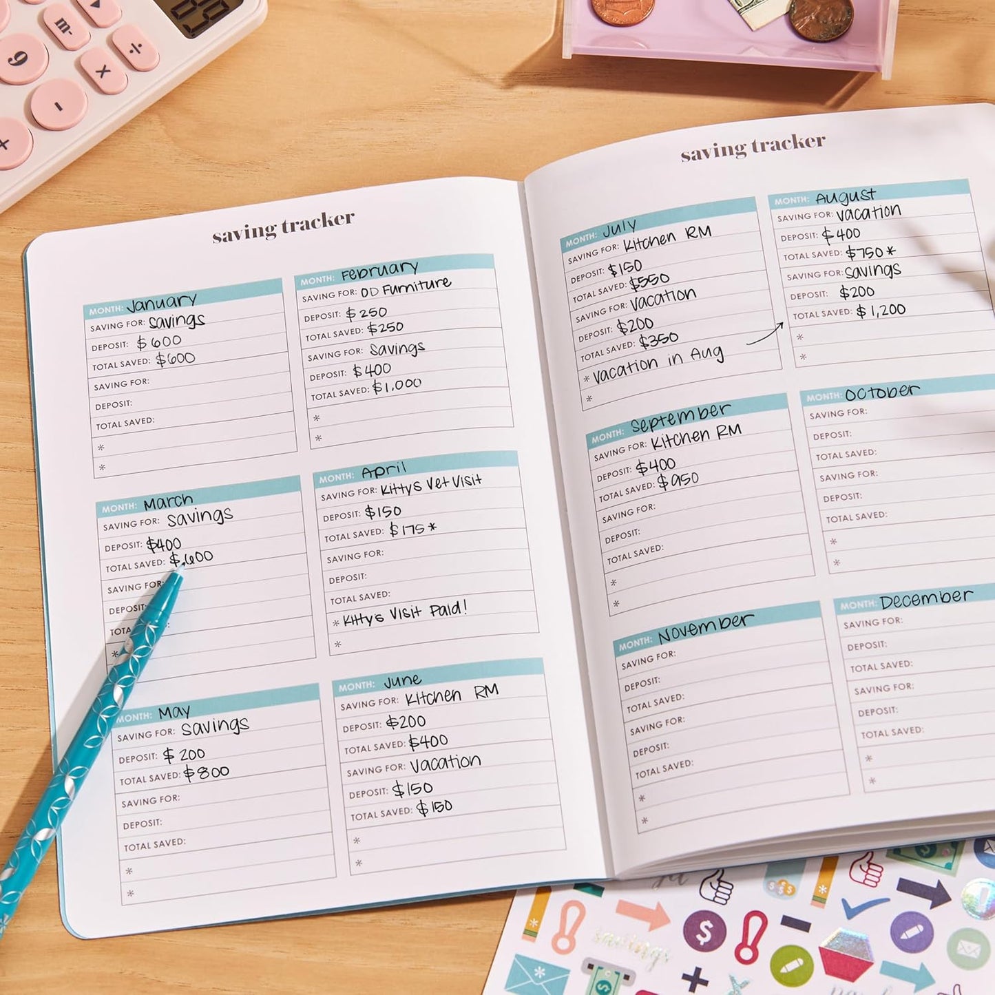 Erin Condren Budget Book Petite Planner - Achieve Financial Goals with Style - Abstract Circles