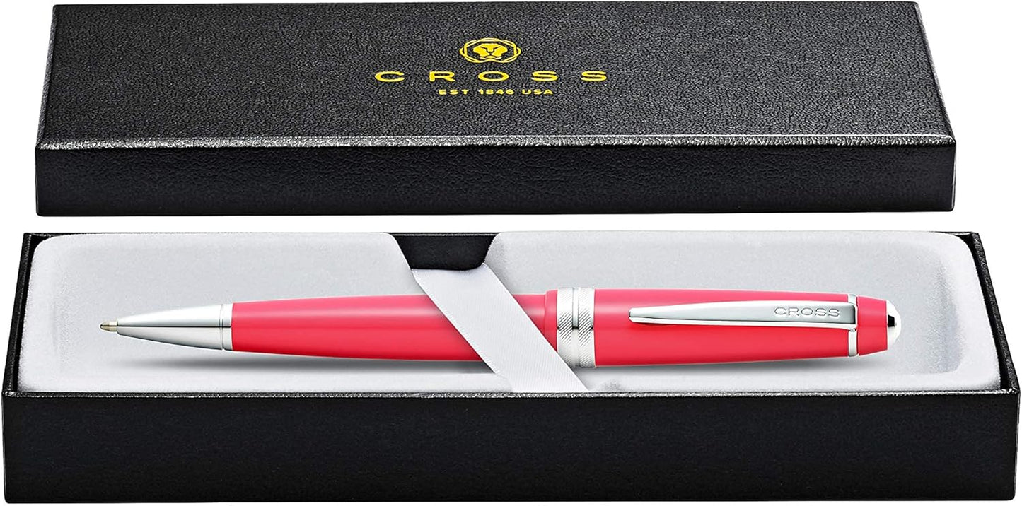 Cross Bailey Light Refillable Ballpoint Pen Presented in a Everyday Gift Box - Medium Point, Black Ink, Polished Coral