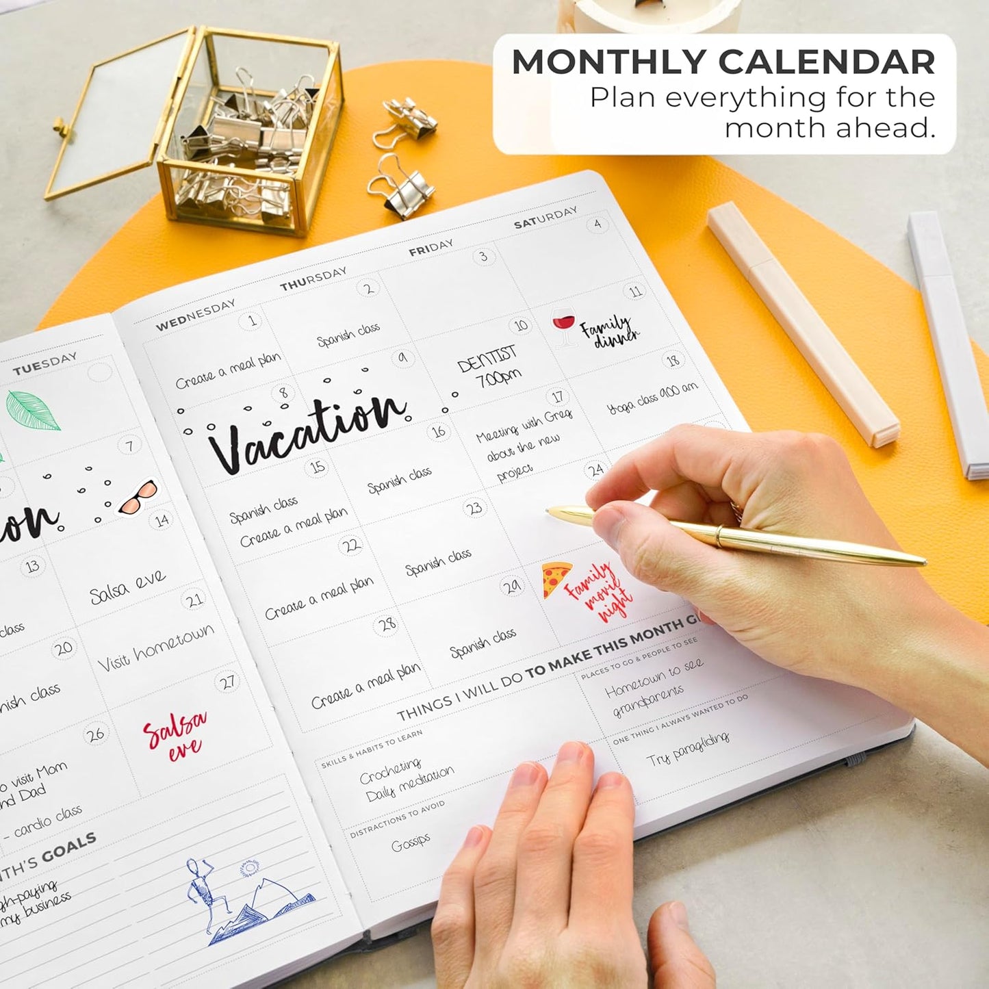 Clever Fox Planner PRO Light – Weekly & Monthly Life Planner to Increase Productivity, Time Management and Hit Your Goals, 8.5x11″ (Black)