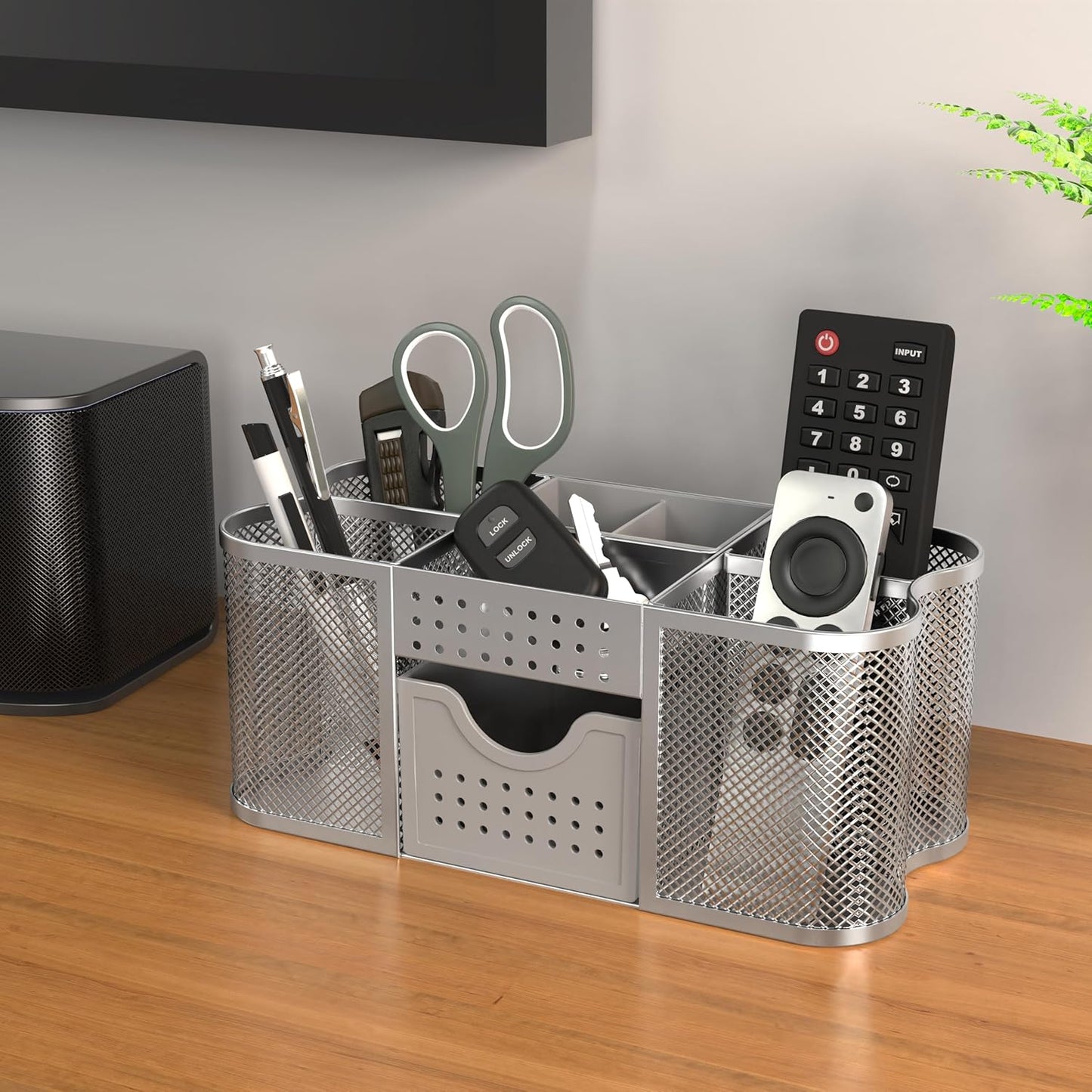 Deco Brothers Desk Organizers Pen Holder Office Caddy Storage, Silver