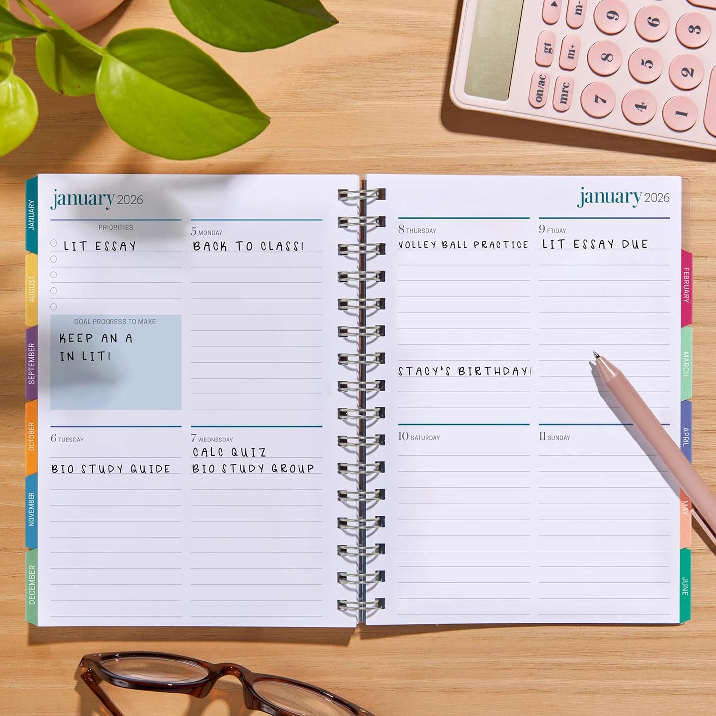 Inspired by Erin Condren 12-Month A5 Weekly Planner (Jul 2025 - Jun 2026), Compact Weekly and Monthly Planner Calendar, 70 Lb. Text Weight Paper, Leopard Era Covers, Wire-O Spiral Binding