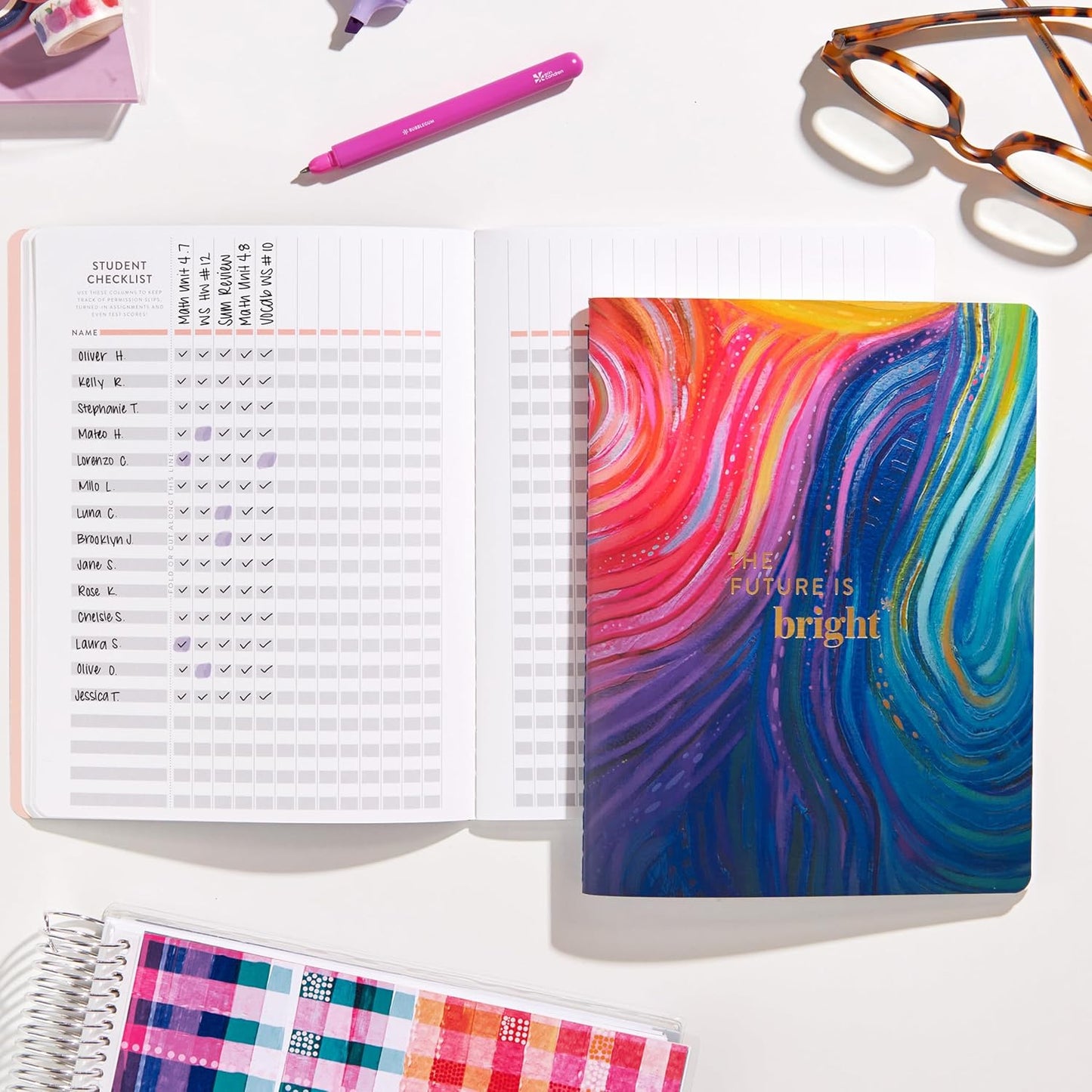 Erin Condren Bound Teacher Record Book - Evolve Classic Bound Cover | Sewn-Stitch Bound Record Book - Log and Track Attendance, Performance, and Test Scores