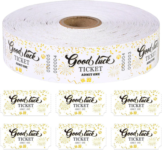 1000 Pcs Drink Ticket Single Raffle Tickets Roll Golden Ribbon Gift Design Good Luck Free Drink Ticket for Events Wedding Work Formal Parties Leisure Class Reward