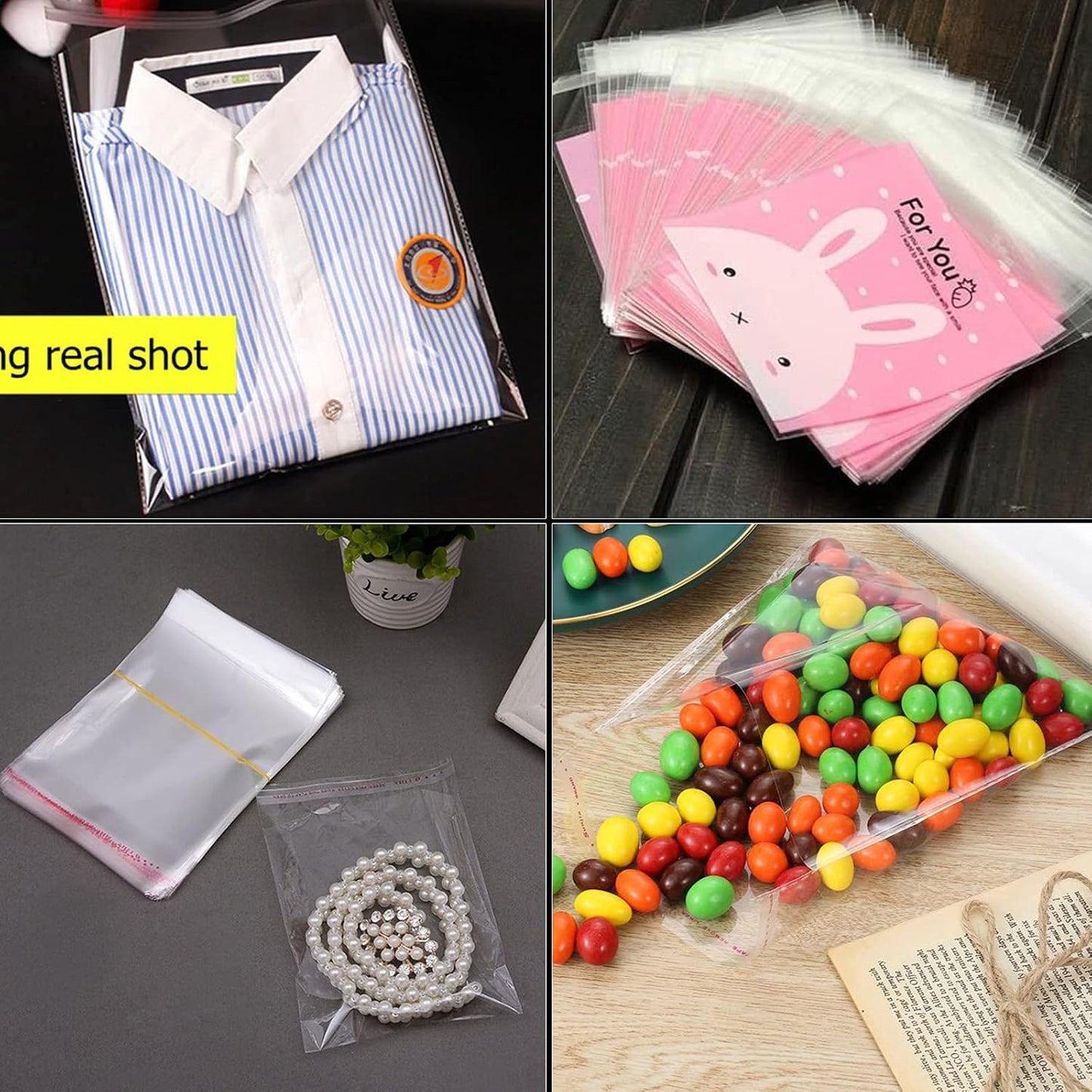 10" x 13" Large Clear Resealable Cellophane Bags 300 pcs, Self-sealing Clear Bags for Packaging Products Self-adhesive Cello Bags for Clothes, T-shirts, Pants and Gifts, 300 ct in Bulk