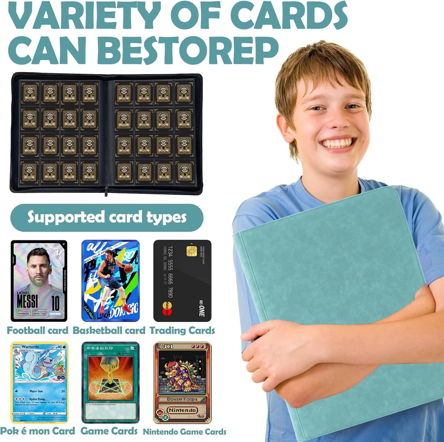 1000+ Pockets Trading Card Binder, 16 Pockets Trading Card Binder Ringless Side Loading Trading Card Album Folder for TCG,MTG,Sports Cards(Light green)