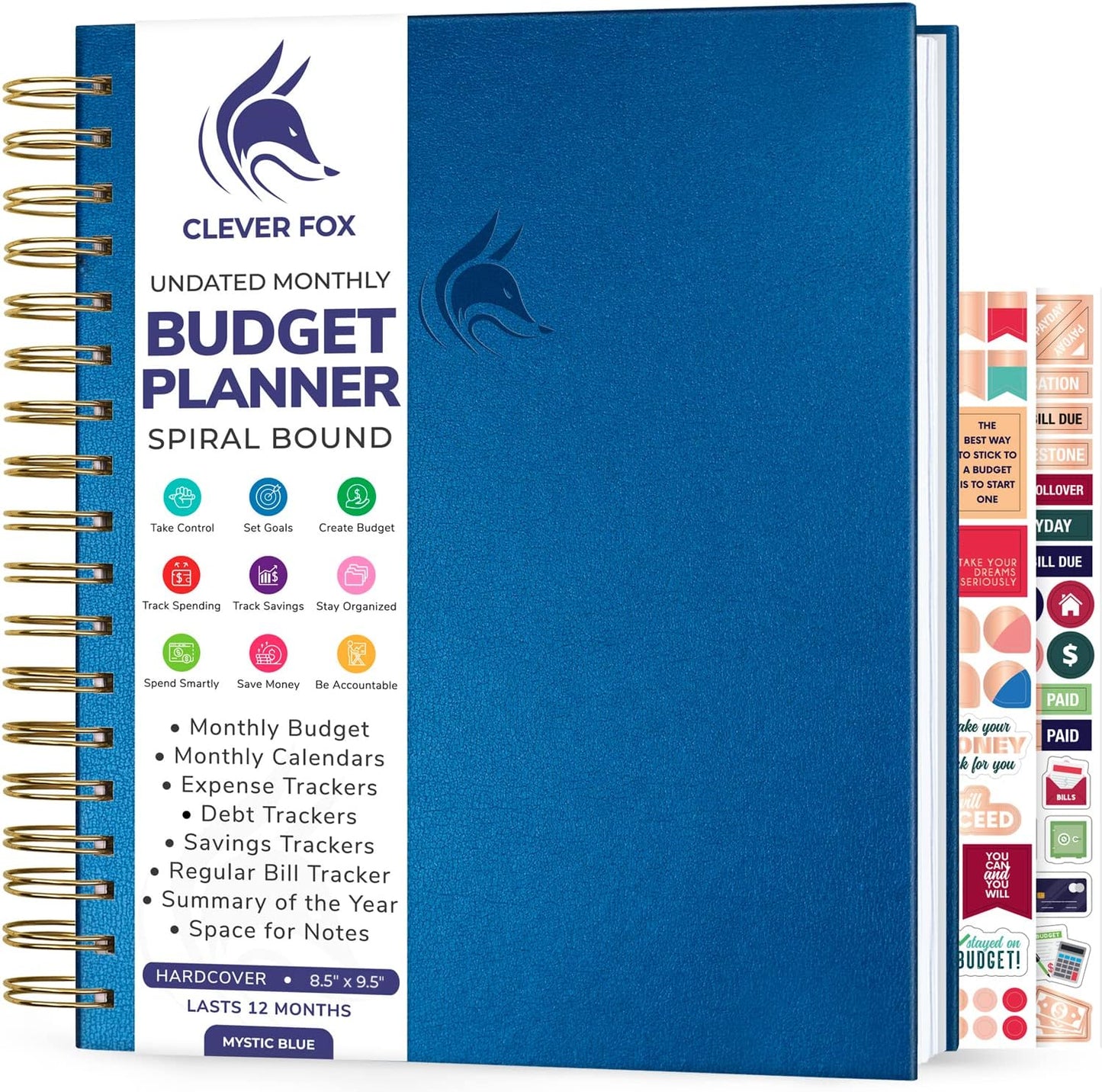 Clever Fox Budget Planner – Coiled Finance Book, Monthly Financial Journal, Budgeting Organizer & Expense Tracker Notebook, 8.5x9.5″ (Mystic Blue)