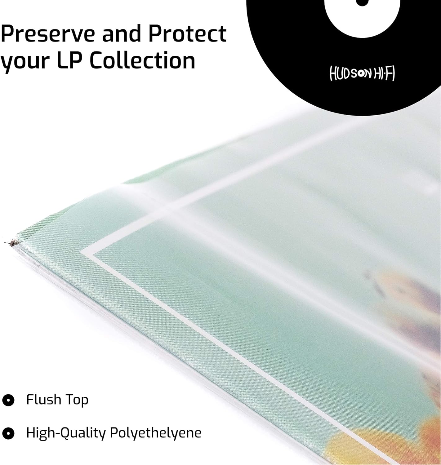 Hudson Hi-Fi Vinyl Record Outer Sleeves Covers - Premium Clear Vinyl Record Sleeve 100-Pack - Protect Your LP Albums from Scratches, Dirt & Dust - 3mm Thick No-Acid Exterior Disc Cover