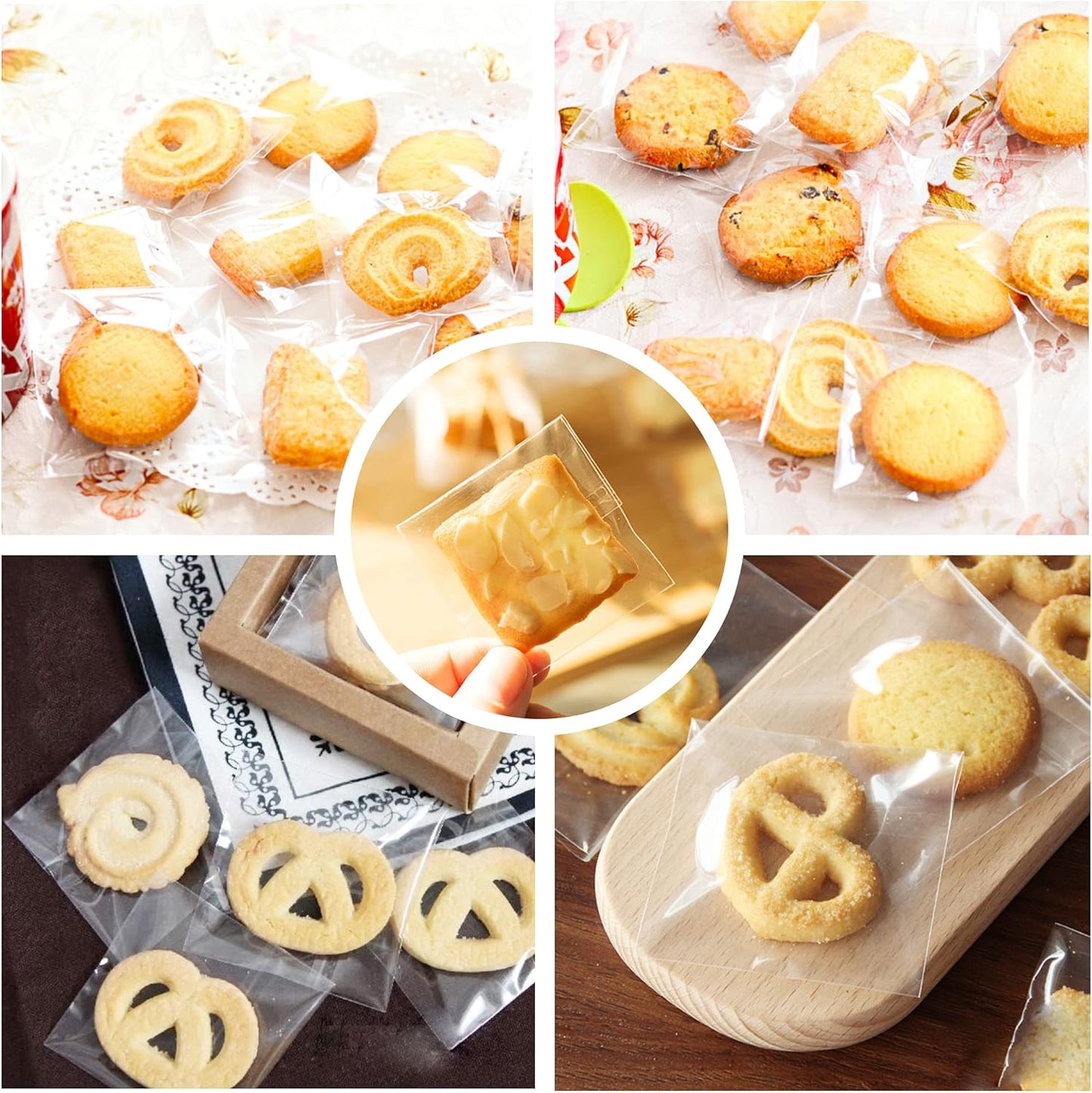 2" x 2" Cellophane Self Seal Bags - 500pcs Small Clear Plastic Cello Bags for Jewelry, Earrings, Candies, Bakery, Cookies & Gifts (9 Sizes)