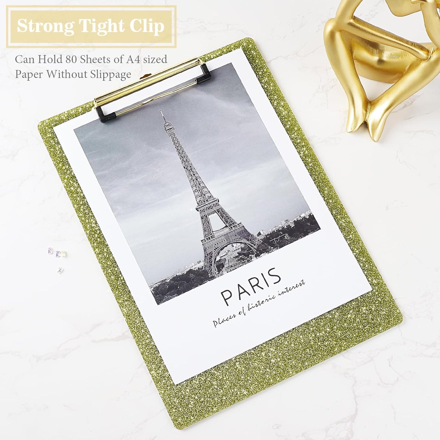 Hongri Plastic Acrylic Glitter Clipboard, 8.5x11" Stardard Letter A4 Size Clipboards for Classroom, Taecher, Women.Cute Confetti Clip Board, Office Supplies, School Supplies.