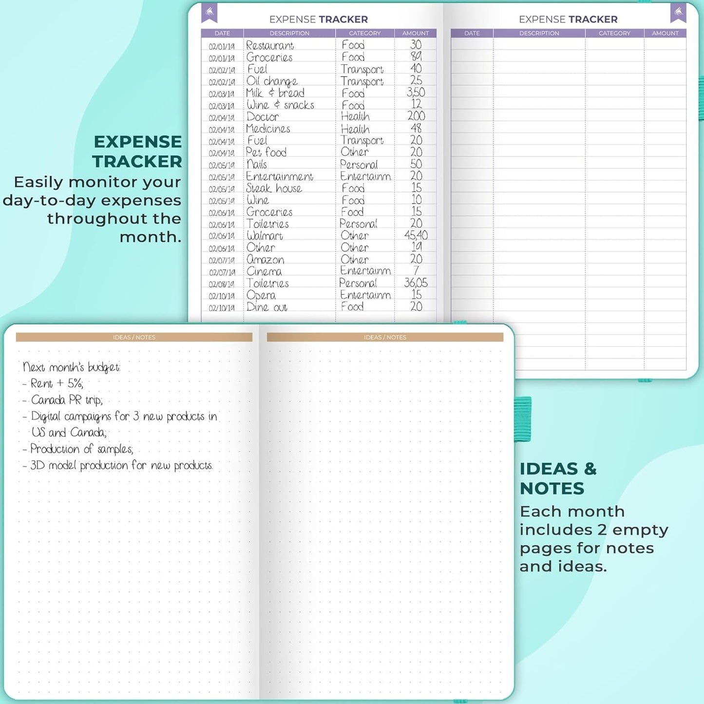 Clever Fox Budget Book 2.0 – Simple Budgeting Planner for Beginners – Financial Notebook with Money Spending, Debt & Bill Tracker (Turquoise)