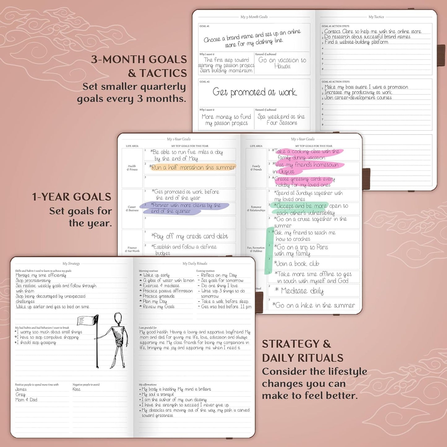 Legend Planner – Weekly & Monthly Life Planner to Hit Your Goals & Live Happier. Organizer Notebook & Productivity Journal. A5 (Dark Brown)