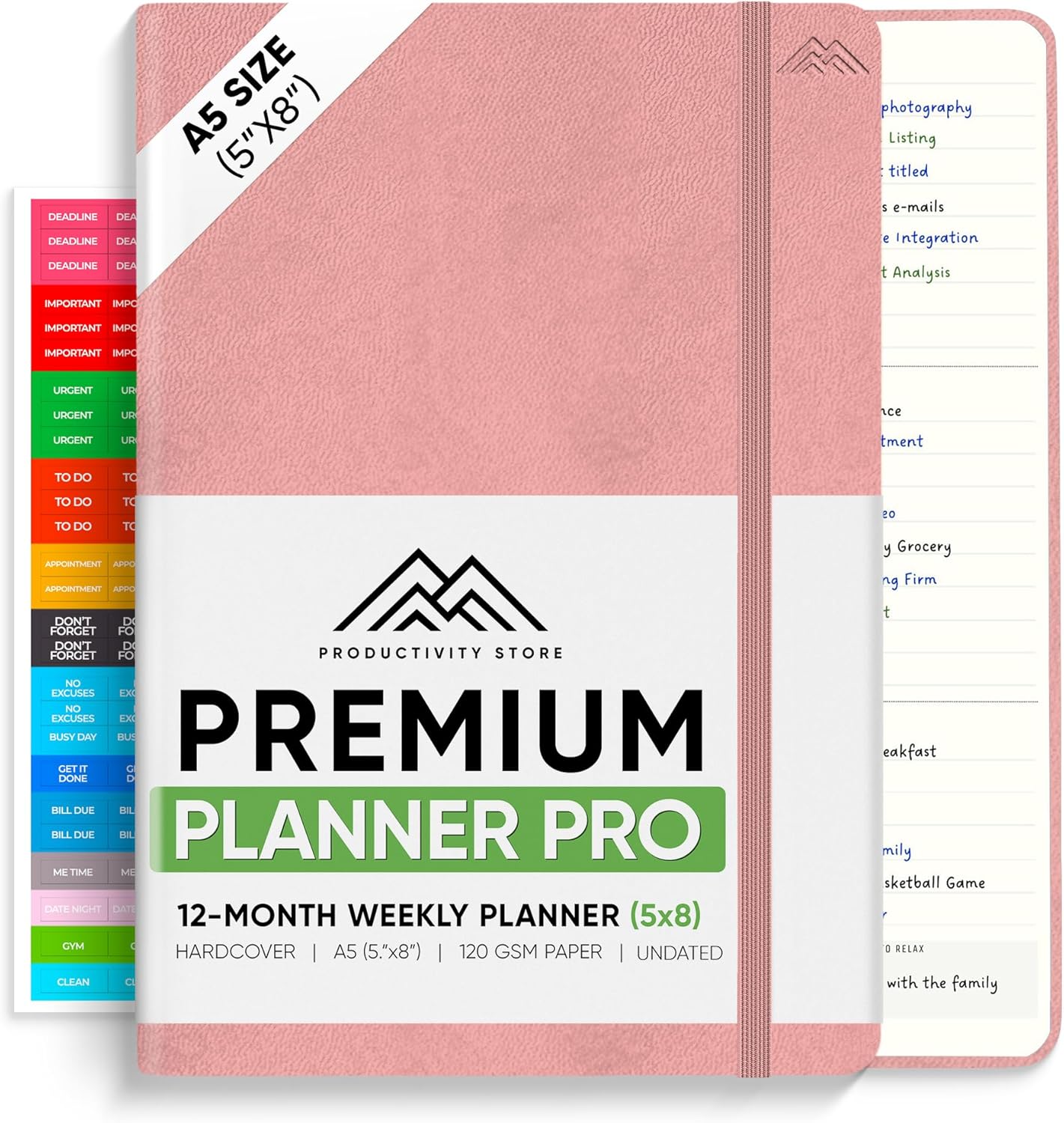 Undated, 2025 Planner, 5.8” x 8.3” - The #1 Productivity Planner to Achieve Your 2025 Goals - Planner 2025-2026 by PRODUCTIVITY STORE (A5, PINK)