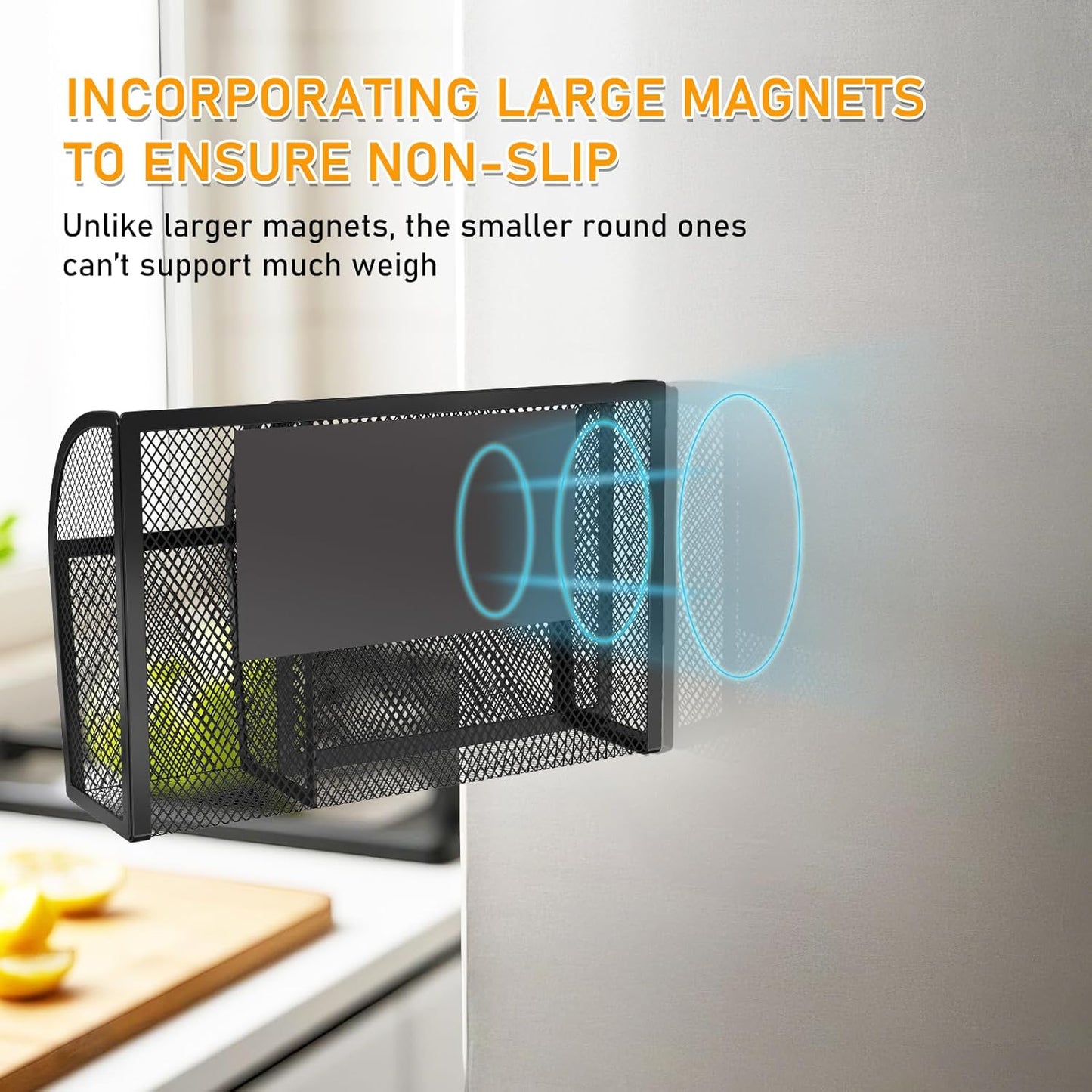 Magnetic Pencil Holder-Magnetic Basket for Fridge 3-Grid Mesh Magnetic Pen Holder for Refrigerator, Extra Strong Magnets Mesh Marker Holder Locker Accessories Organizer for Whiteboard