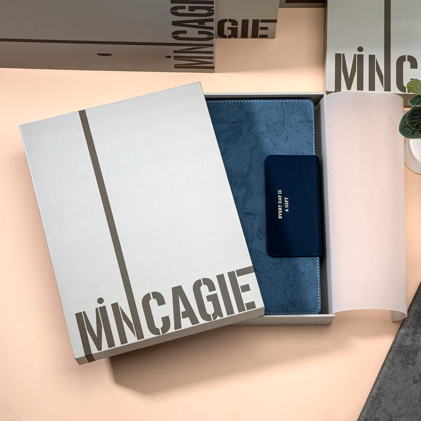 MINICAGIE Lined Leather Journals for Writing A5 Journaling Notebooks with 100 GSM Thick Paper Journal Notebook for Men & Women with Buckle Closure, Work Travel Note Taking Diary 5.7" x 8.3", Blue