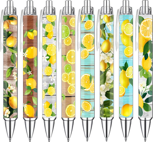 Idealmuzik Lemon Pens Set – Fun Citrus-Themed Pens for Girls, Students, and Stationery Lovers – Smooth Writing Ballpoint Pens for School, Journaling, or Gifts – Bright and Cheery Design, 8 Pack