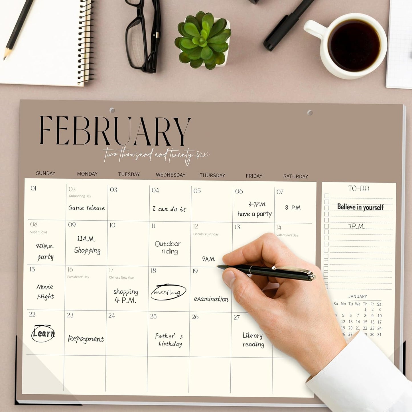 Guasslee Desk Calendar 2026-2027, 18-Month School Year Desk/Wall Calendar, 2026 Jan-2027 Jun. 2026, 14" X 11" Monthly Planner With Thick Paper For Office Home School Organizing