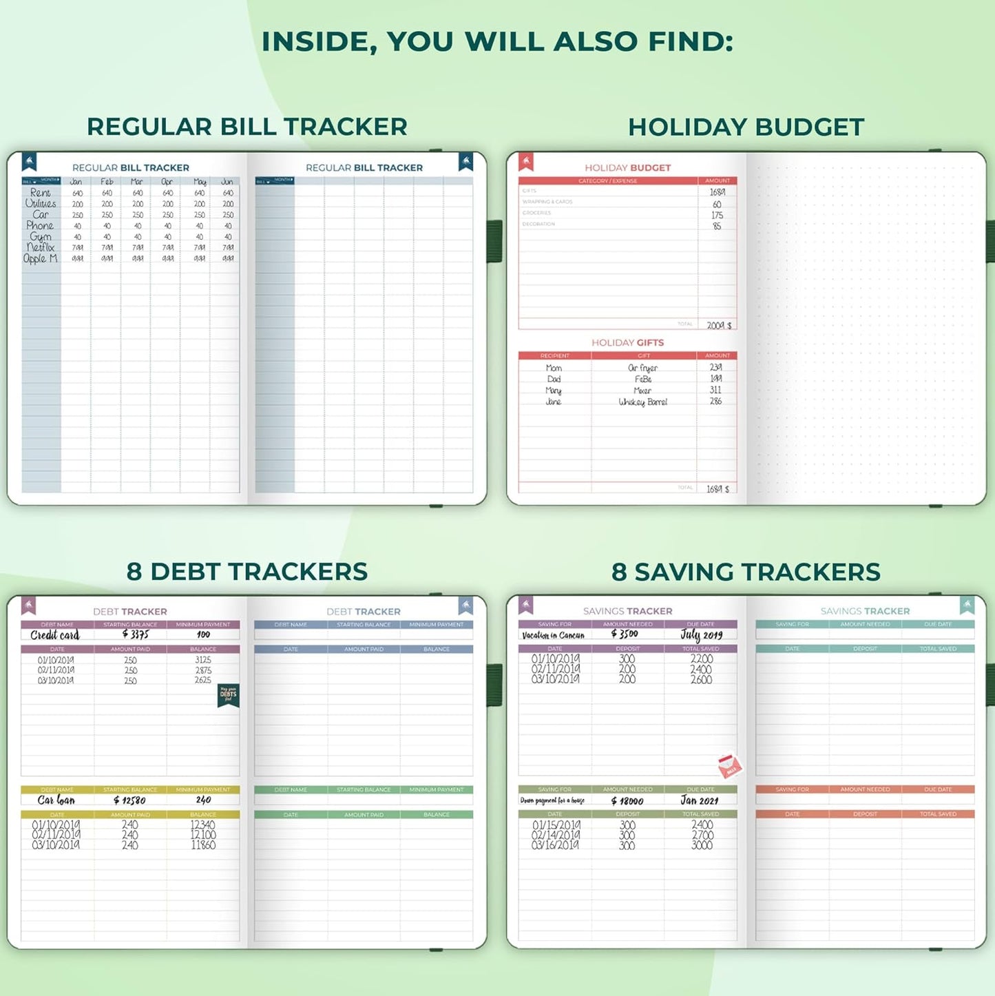 Clever Fox Budget Book 2.0 – Simple Budgeting Planner for Beginners – Financial Notebook with Money Spending, Debt & Bill Tracker (Dark Green)