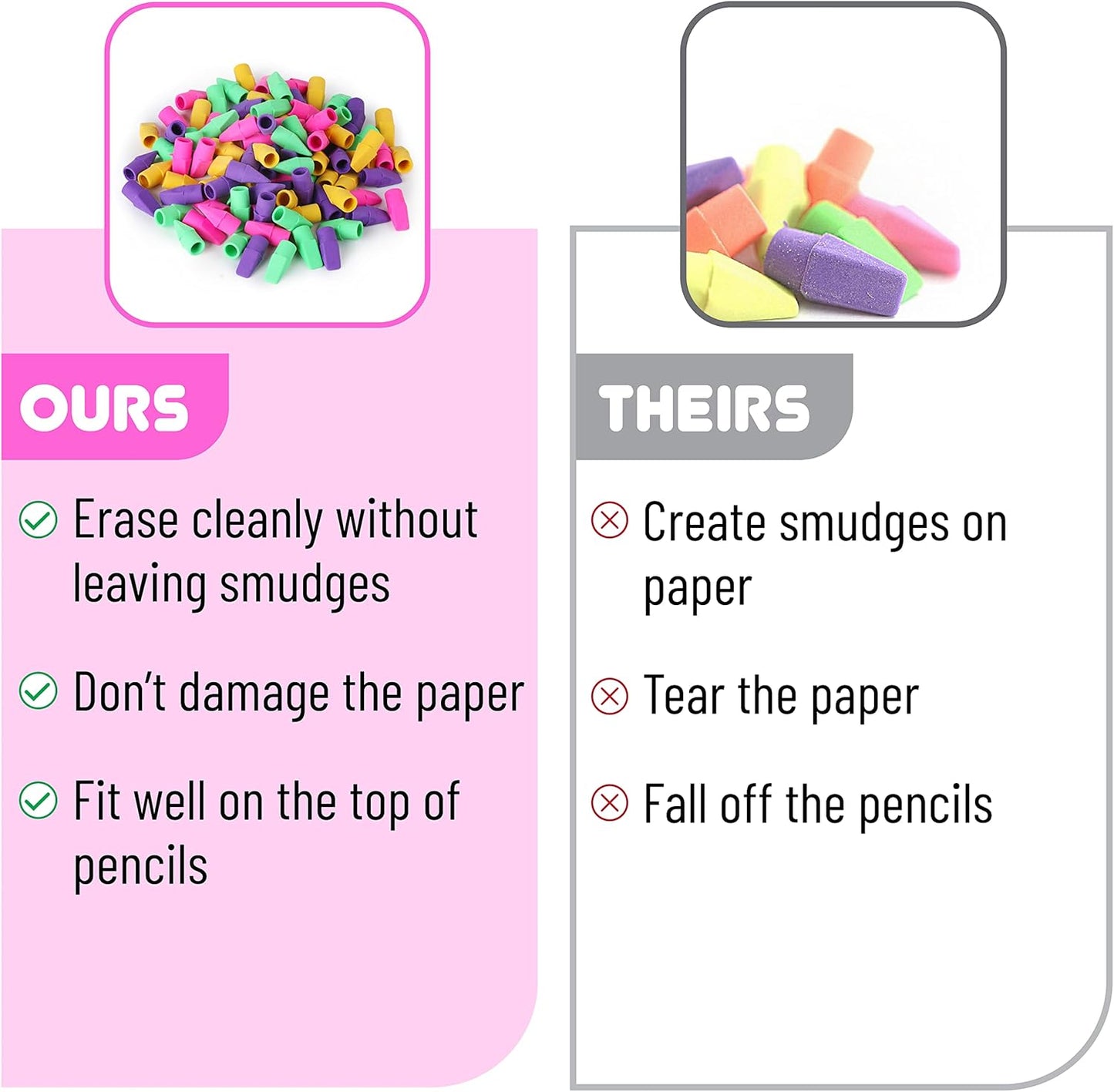 Mr. Pen Erasers for Pencils, 120 Pack, Pencil Top Erasers, Eraser Caps, Cap Tops, Topper Erasers. Ereaser