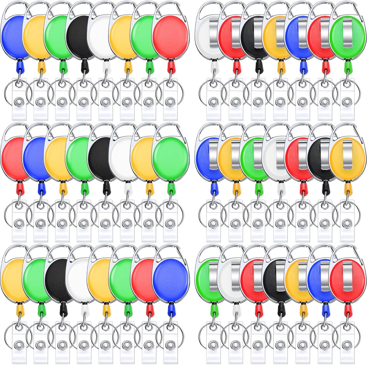 Honoson 30 Pcs Heavy Duty Retractable Badge Reels Batch ID Badge Holder Retractable Clip Bulk Key Holder with Ring for Office Worker Employee, Doctor Nurse Gifts (Warm Color)