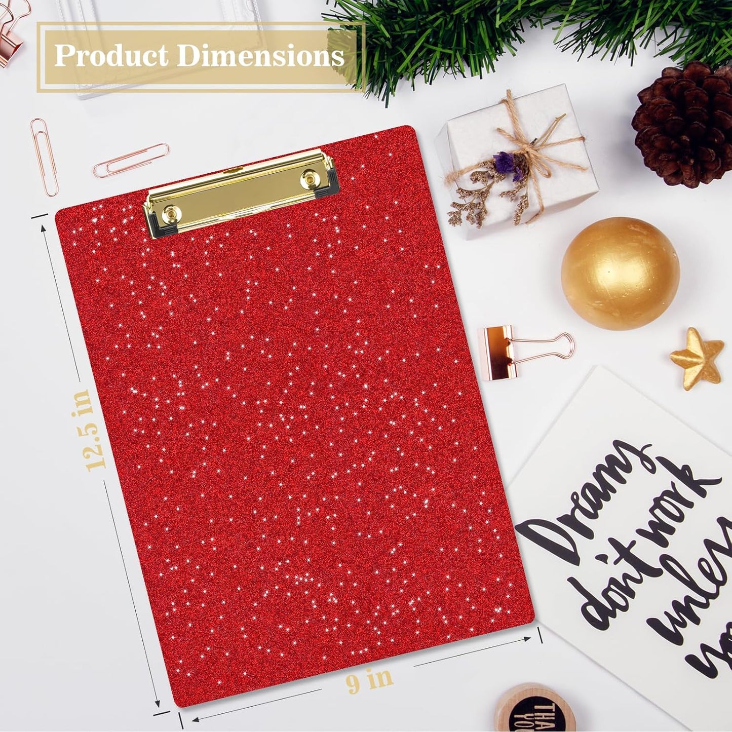 Hongri Plastic Acrylic Glitter Clipboard, 8.5x11" Stardard Letter A4 Size Clipboards for Classroom, Taecher, Women.Cute Confetti Clip Board, Office Supplies, School Supplies.