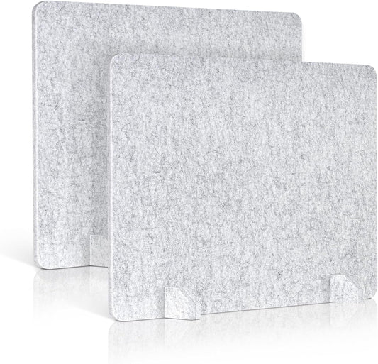 2 Pack Acoustic Desk Dividers - 24" x 20" Freestanding Privacy Panels Set with Noise - Reducing Design Cubicle Sound Proof, Ideal for Office, Classroom, and Home (Silver Gray)