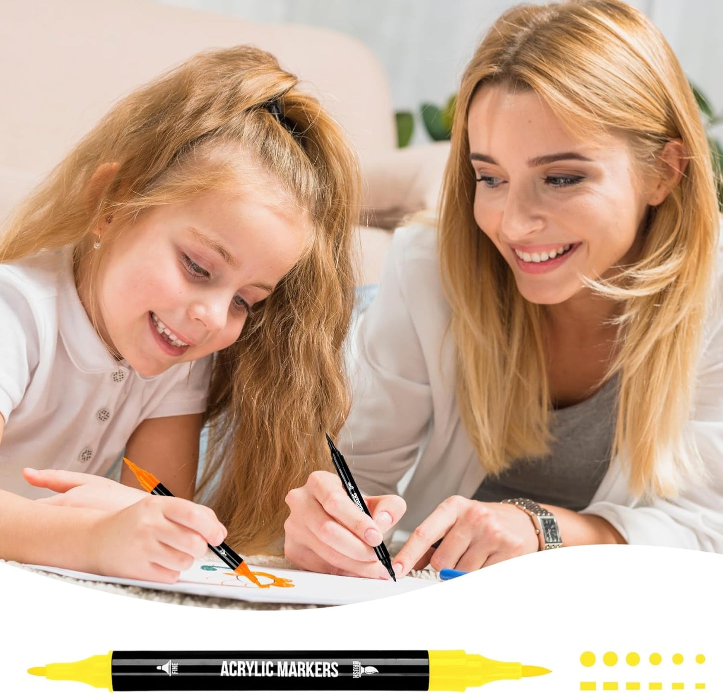 120 Colors Acrylic Paint Markers, Dual Tip Fine and Brush Tips Pens Contain 24 Metallic Color for Stone, Wood, Calligraphy, Canvas, Ceramic, Metal, Glass, Rock Painting, DIY Crafts Art Supplies Kit