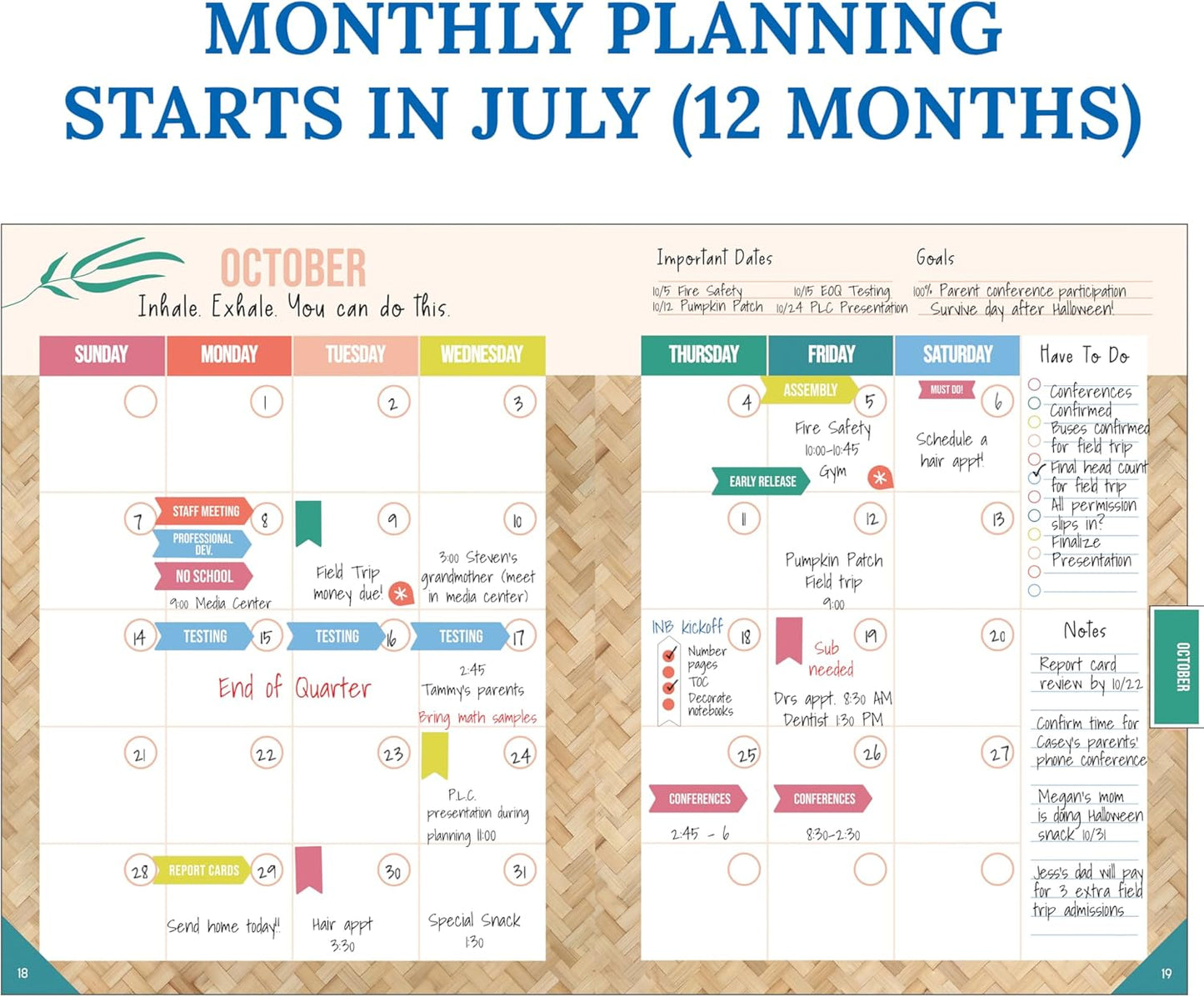 Carson Dellosa True to You Teacher Planner 2025-2026, Undated 8" x 11" Lesson Plan Book With Stickers, Class Schedule, Weekly Calendar School Supplies, Homeschool Essentials and Classroom Must Haves