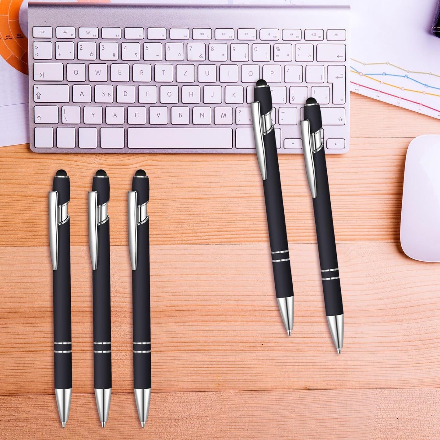 36 Pcs Blue Ink Ballpoint Pen with Stylus 2 in 1 Ballpoint Pen for Touch Screens School Office Coworkers (Black)