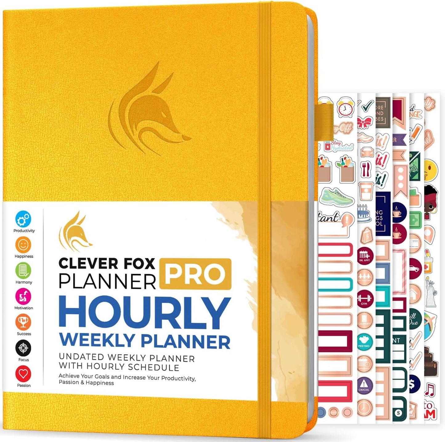 Clever Fox Planner PRO Schedule – Undated Weekly & Monthly Life Planner with Time Slots, Appointment Book & Daily Organizer, A4 (Amber Yellow)