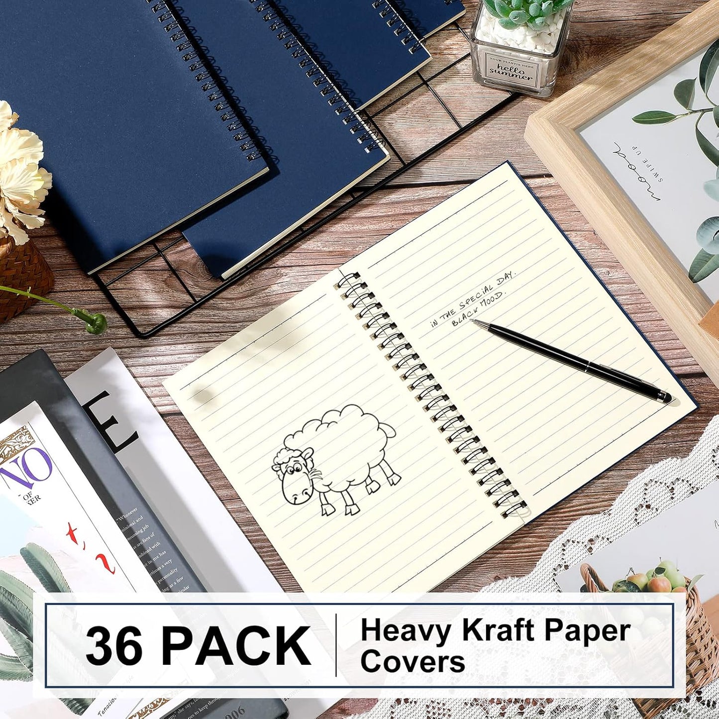 Yahenda Spiral Notebook Bulk A5 Journal Lined 8.3'' x 5.5'' Writing Composition Paper Small Notepad Subject Notebook for Students Office Business Back to School Supplies(Deep Blue,36 Pcs)