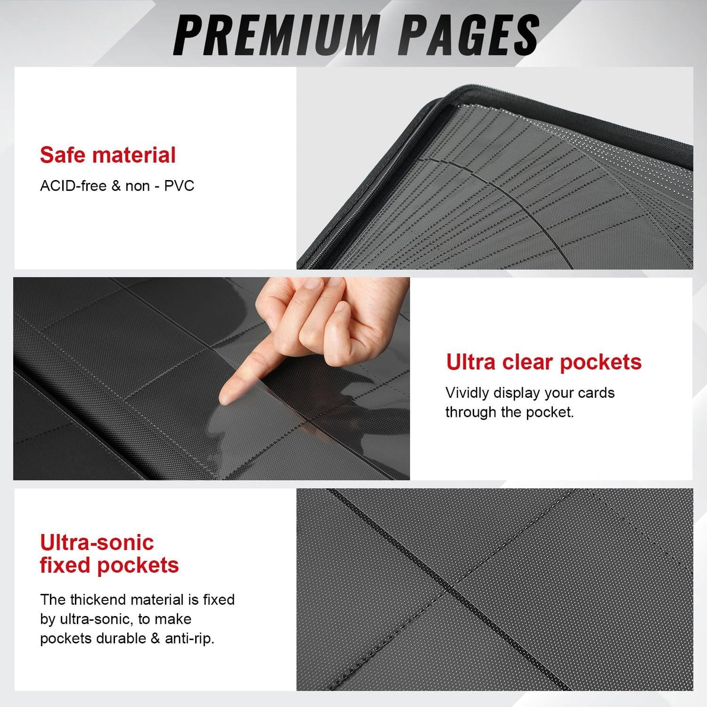 16-Pocket Binder for 1280 Trading Cards, Ringless Album with 40 Double Sided and Side-Loading Pages, Compatible with MTG, Sport Cards and other Standard Collectible Cards