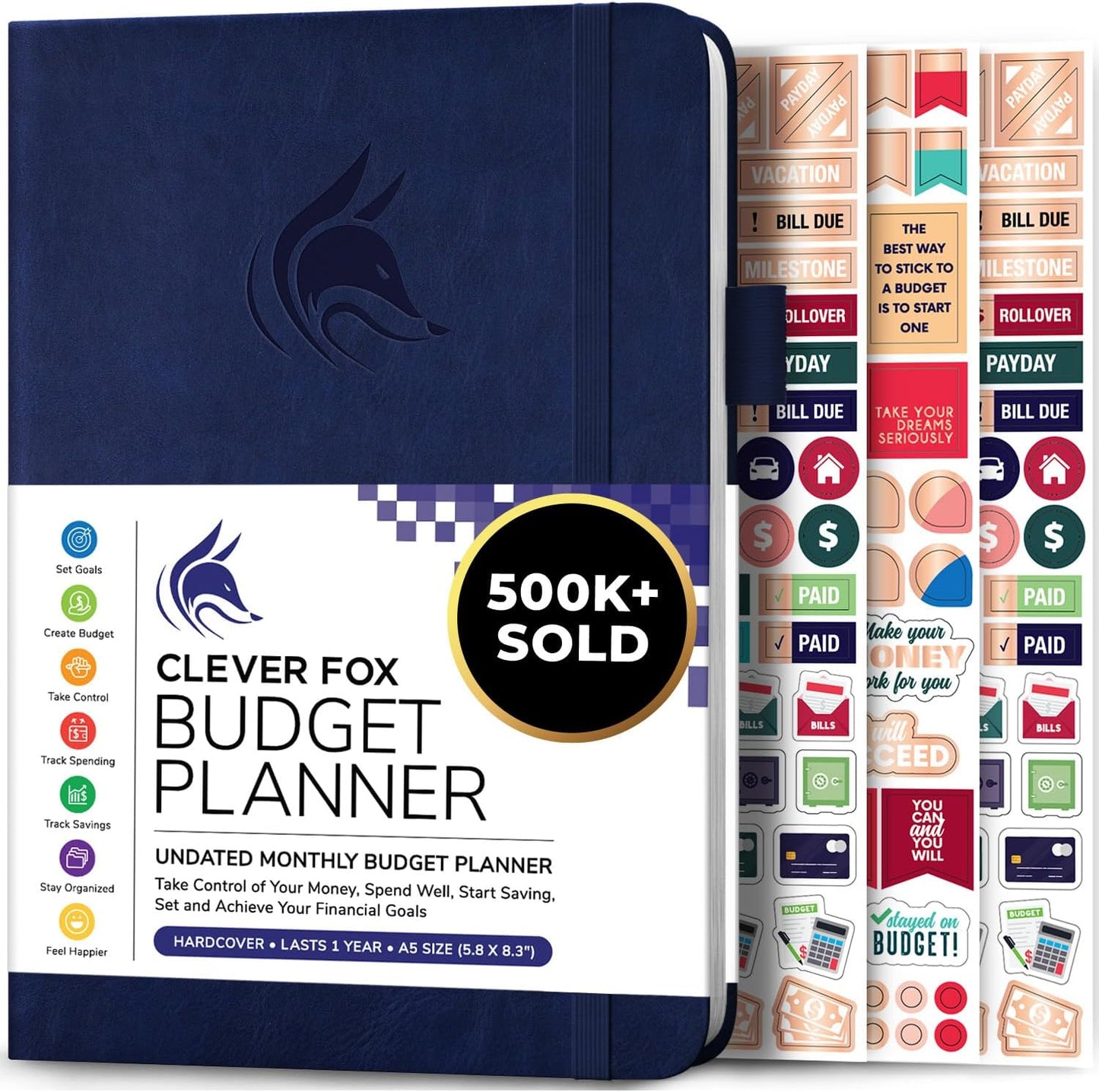 Clever Fox Budget Planner - Expense Tracker Notebook. Monthly Budgeting Organizer, Finance Logbook & Accounts Book, Bill Tracker, A5 (Dark Blue)