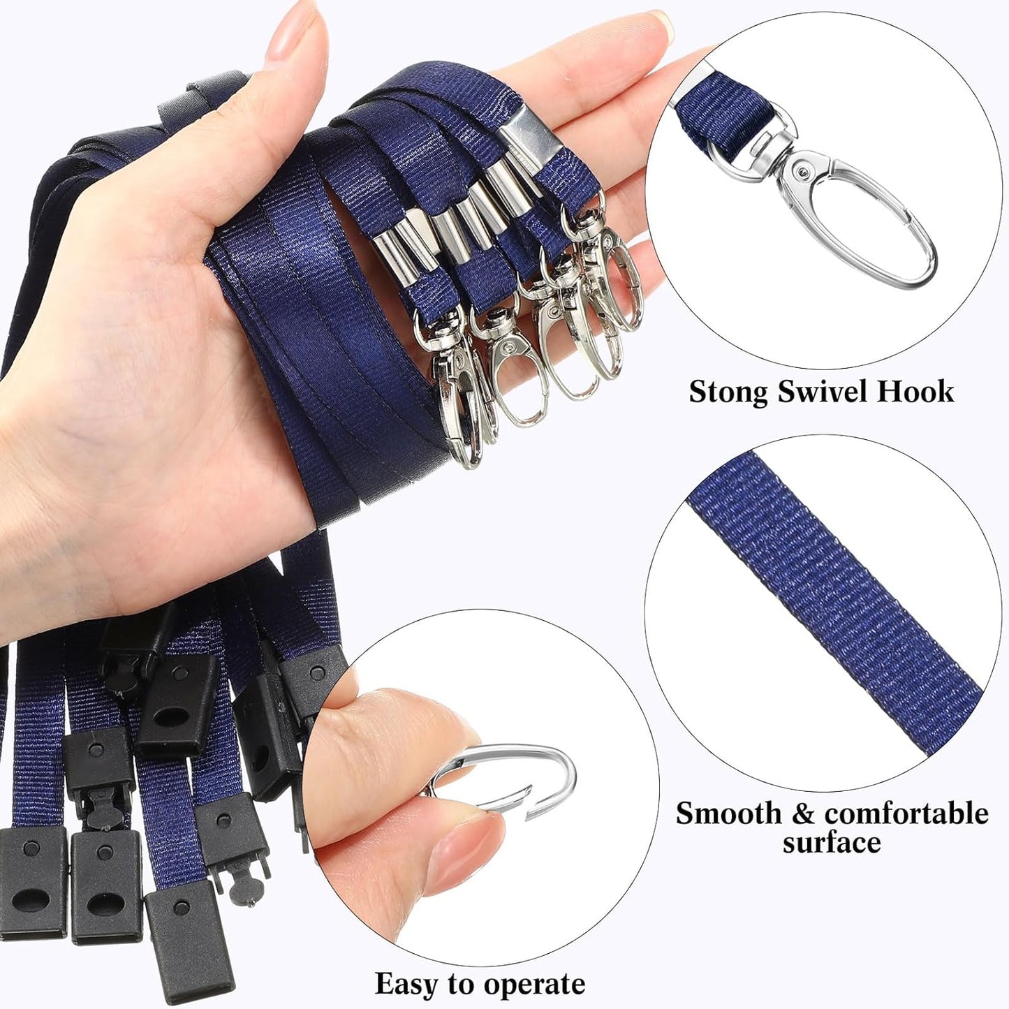 Harloon 150 Pcs Lanyards Breakaway Bulk Neck Flat Lanyard with Detachable Buckle and Clip Swivel Hooks for Badge Holder