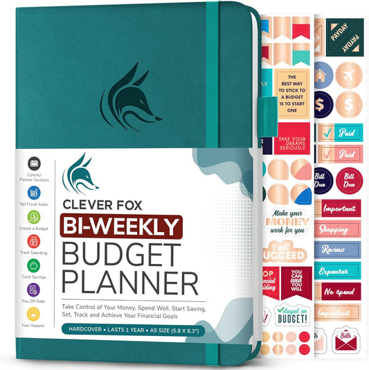 Clever Fox Bi Weekly Budget Planner – Undated Financial Organizer Book – Expense Tracker, Budgeting & Bill Notebook, A5 (Dark Teal)