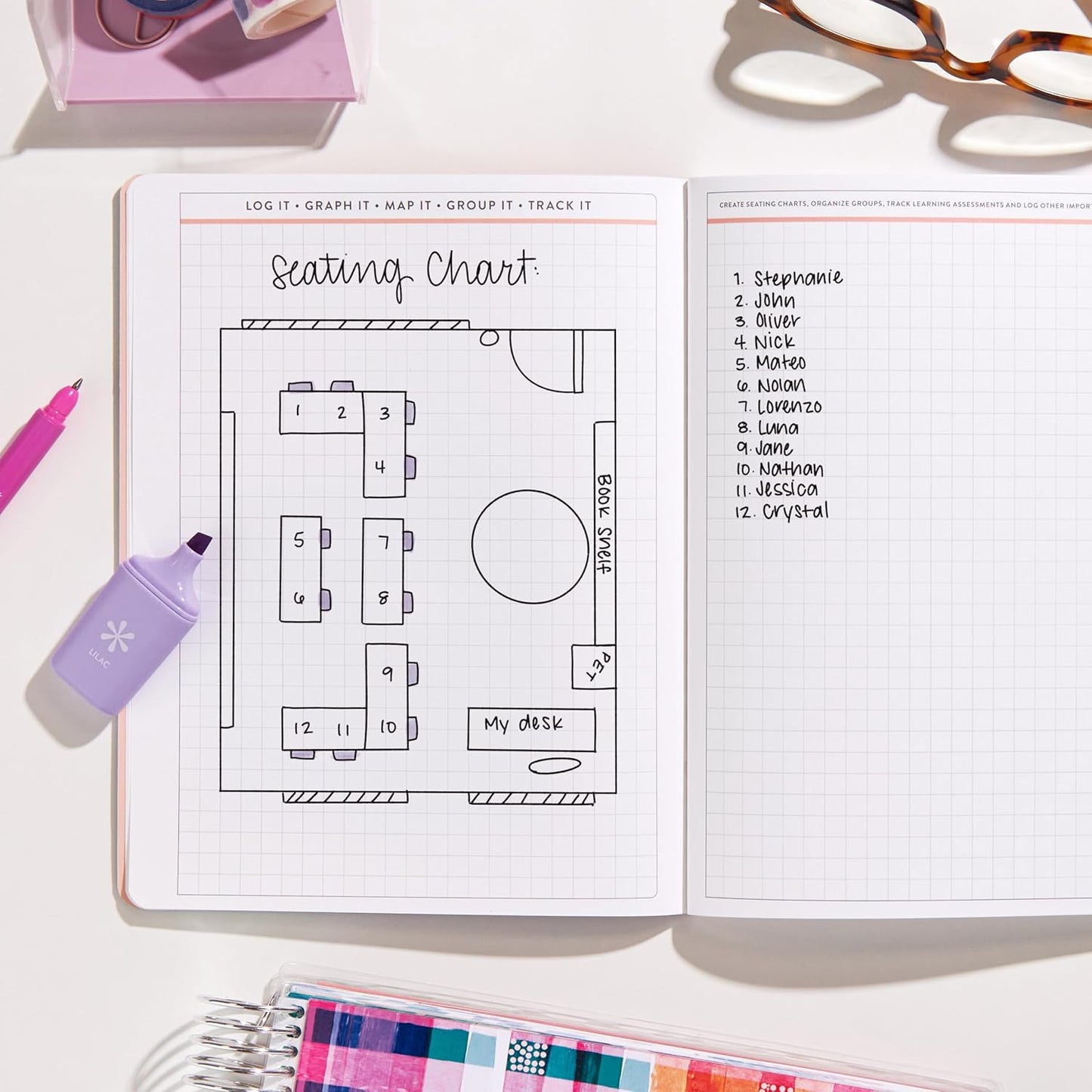 Erin Condren Bound Teacher Record Book - Evolve Classic Bound Cover | Sewn-Stitch Bound Record Book - Log and Track Attendance, Performance, and Test Scores