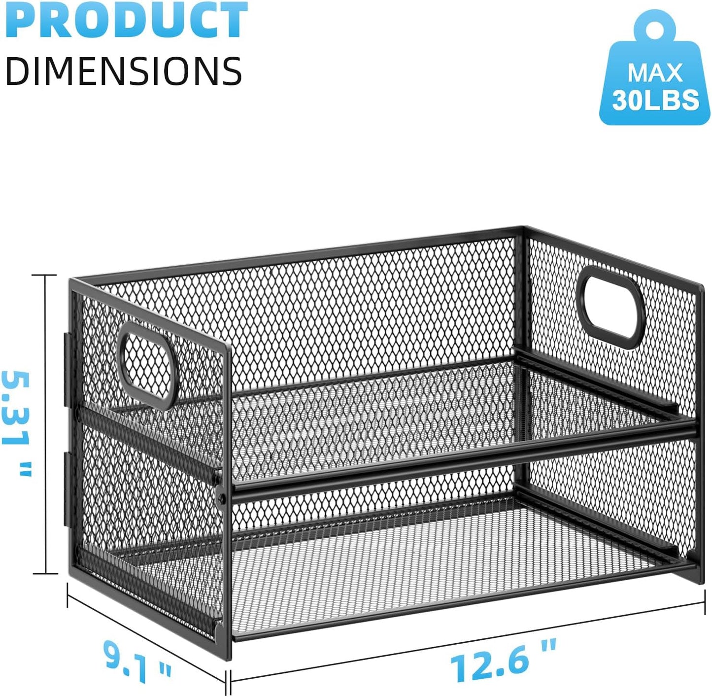 Marbrasse 2 Tier Paper Organizer Letter Tray, Mesh File Organizer with Handle, Paper Sorter Desk Organizer for Home Office Supplies - Black
