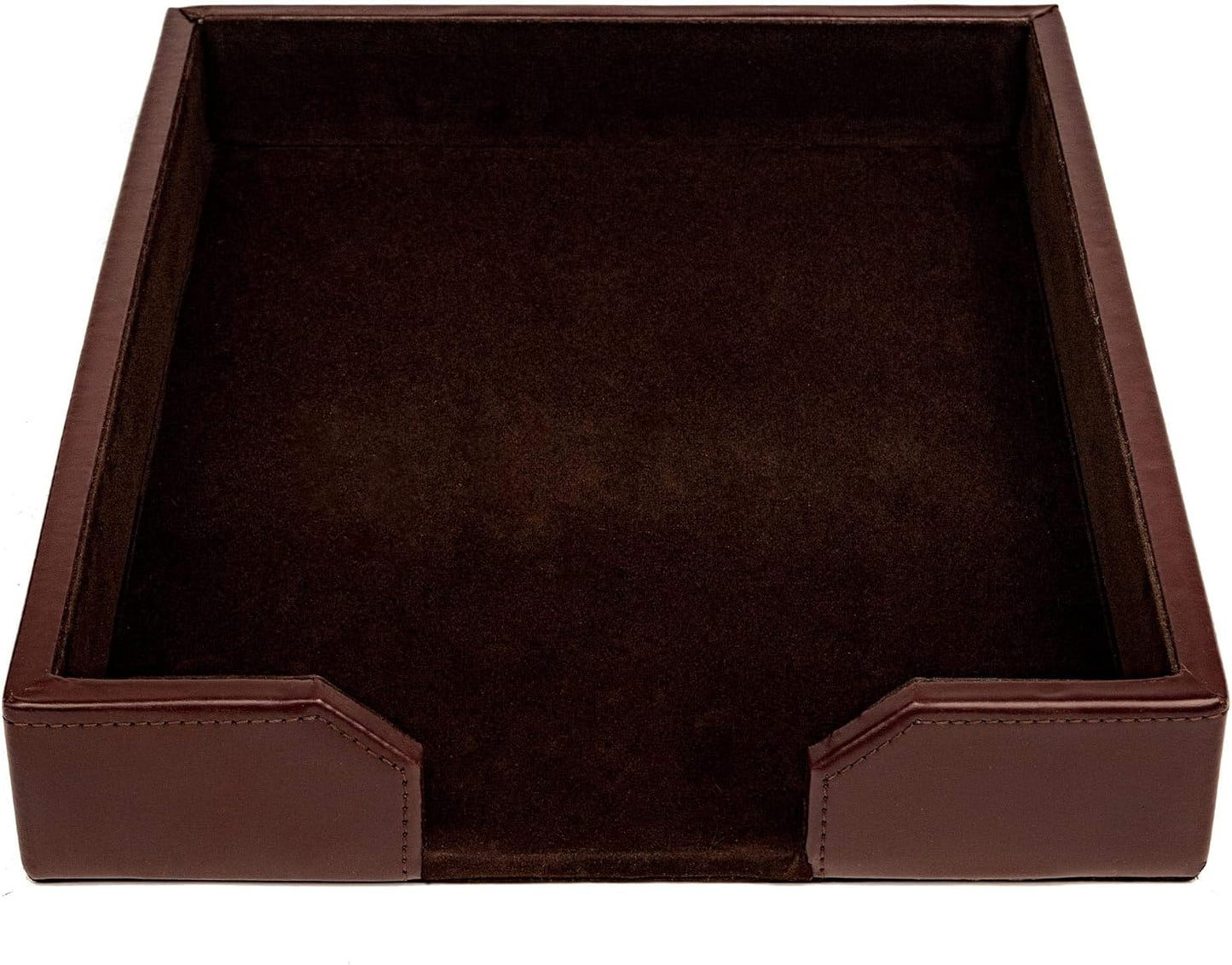 Dacasso Bonded Leather Desktop Letter Tray - Luxury Letter Holder & Paper Organizer for Desk - Office Organization & Executive Desk Decor - (Dark Brown)