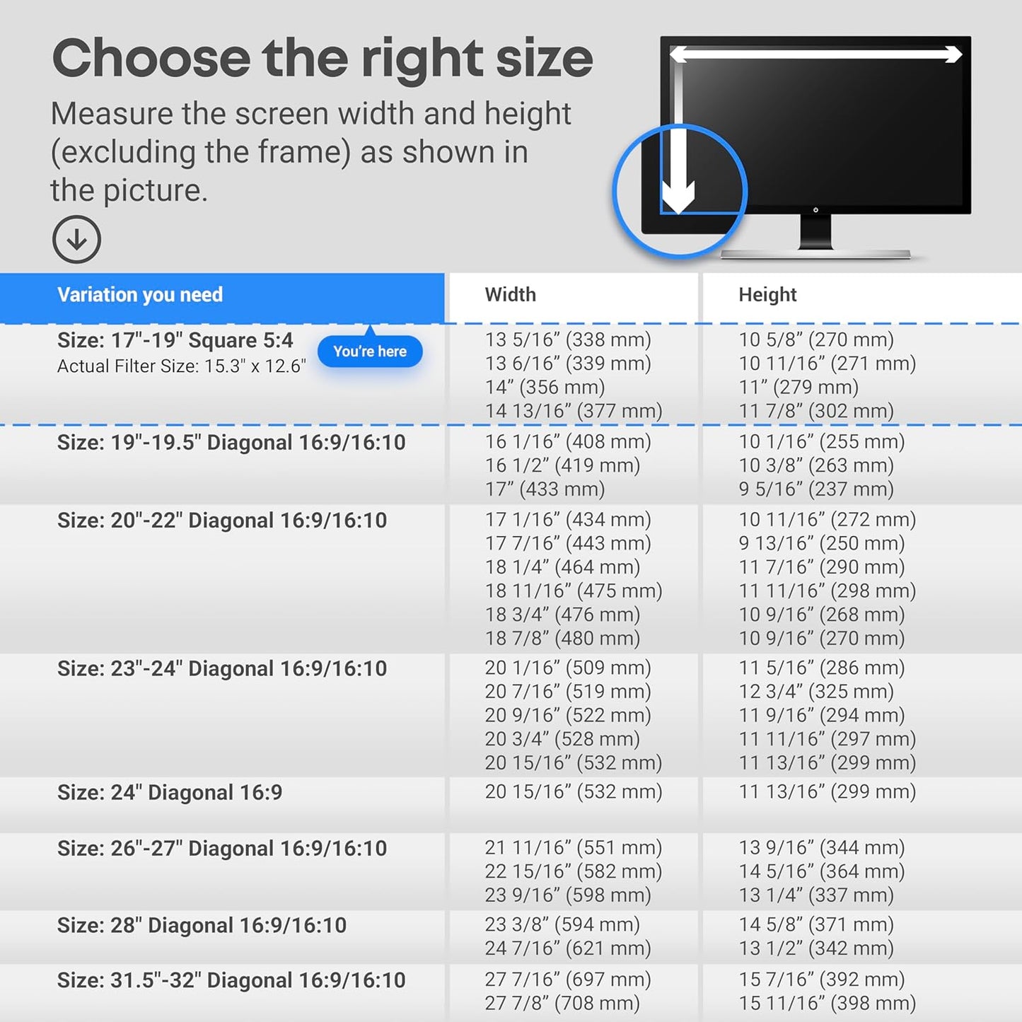 VINTEZ Blue Light Screen Protector for 17, 17.1, 18.1, 19 Inch Computer Monitor and Laptop – Anti-UV Blue Light Blocking Film for Desktop PC, Eye Protection Filter, 15.3" x 12.6", 1 Pack