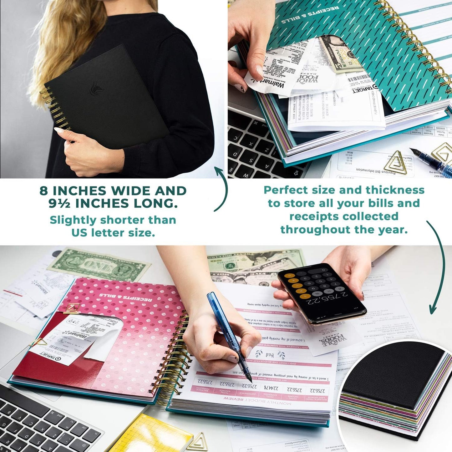 Clever Fox Budget Planner & Monthly Bill Organizer With Pockets. Expense Tracker, Budgeting Journal & Financial Book. Large, 8x9.5" (Black)