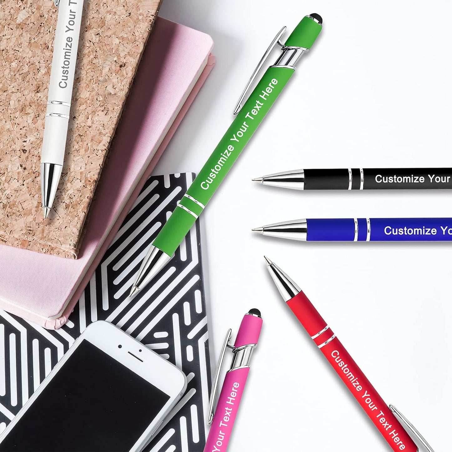 Max 500 Pcs Personalized Pens Bulk, Custom Pens with Free Engraving, Customized Stylus Tip Ballpoint Pen with Your Name Massage Text for School Office Business Graduation Anniversaries-250 Packs