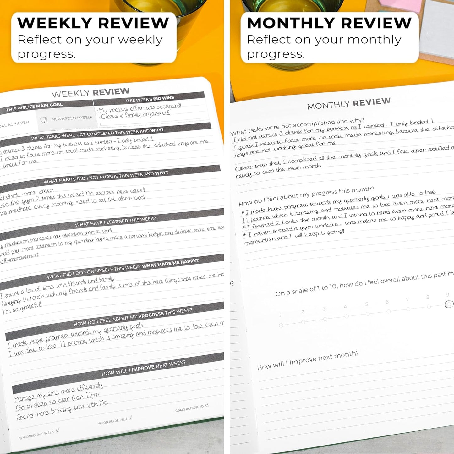 Clever Fox Planner Daily PRO - 8.5 x 11" A4 Size Daily Life Planner and Gratitude Journal to Increase Productivity, Time Management and Hit Your Goals - Undated - Lasts 3 Months (Forest Green)