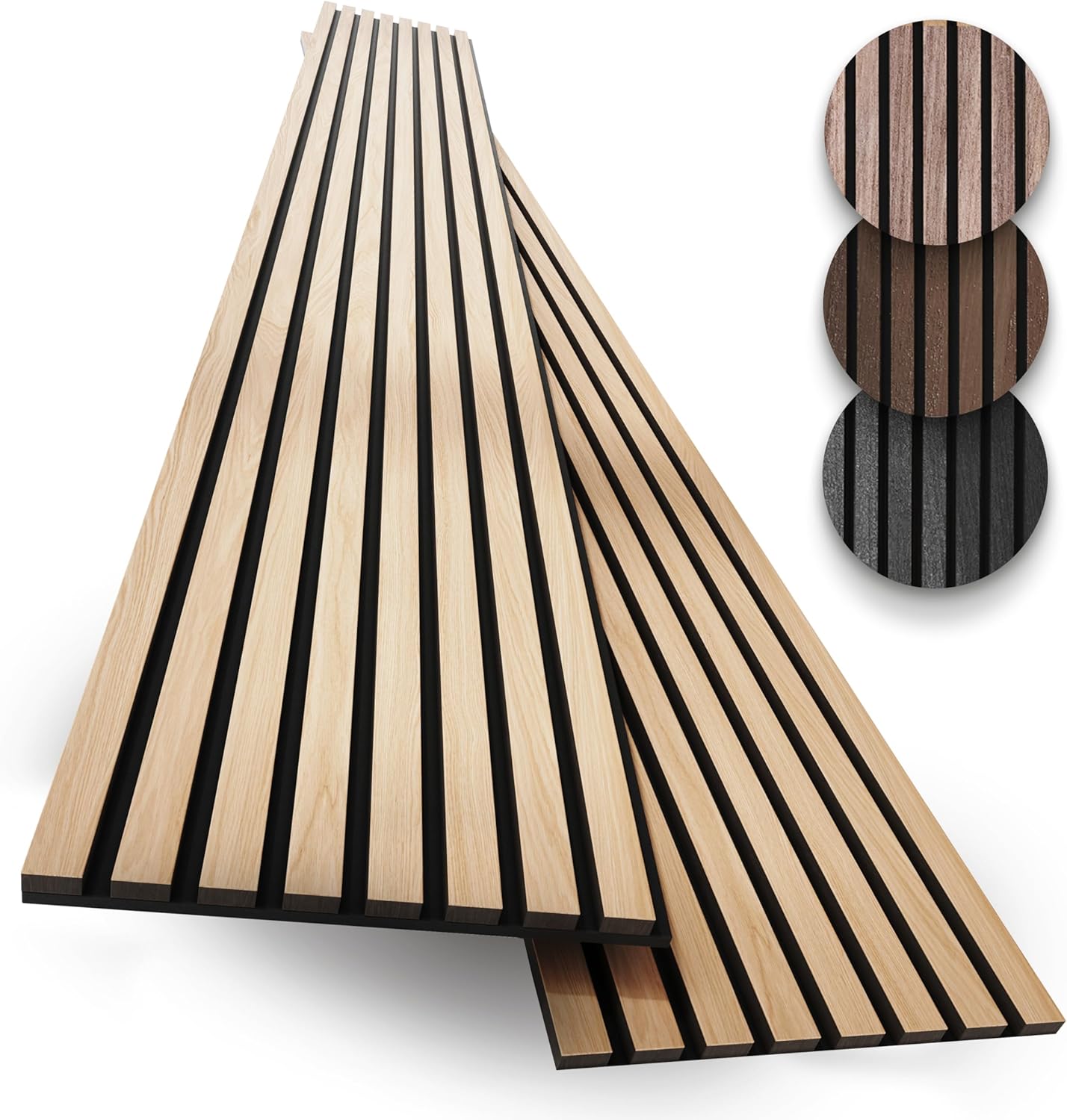 2-Pack Wood Panels for Wall - Acoustic Wood Slat Wall Panels, Soundproof Wooden Paneling for Interior Decor