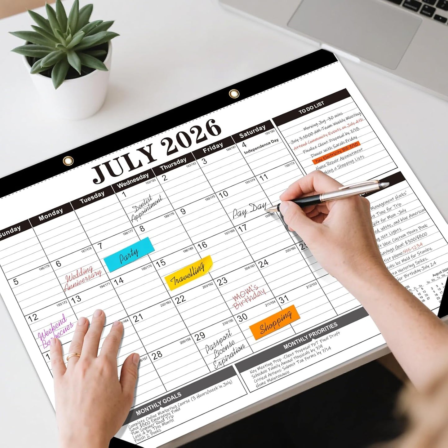 Tcamp 2026 Calendar, Desk Calendar 2026-2027 from January 2026 to June 2027, Large 17" x 12" Wall Calendar with Julian Dates, 18 Months Desk Planner for Home School Office Desktop, Christmas Gifts